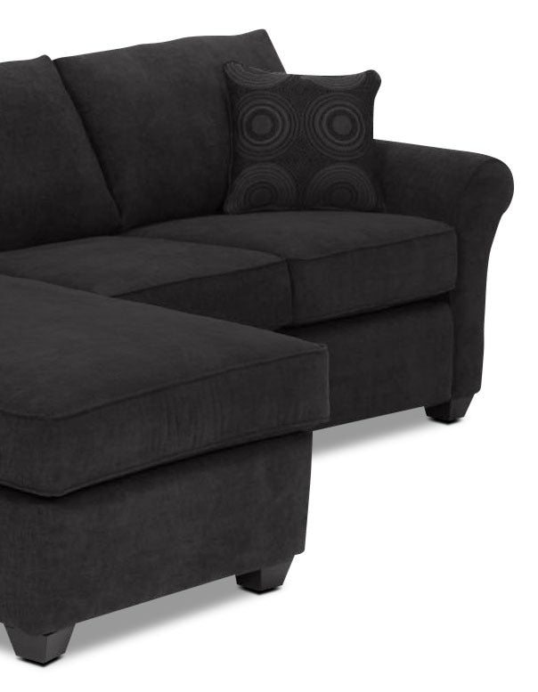 Althea 2-Piece Left Facing Chaise Sectional Sofa in Black - Modern Living Room Furniture for Small Spaces & Apartments