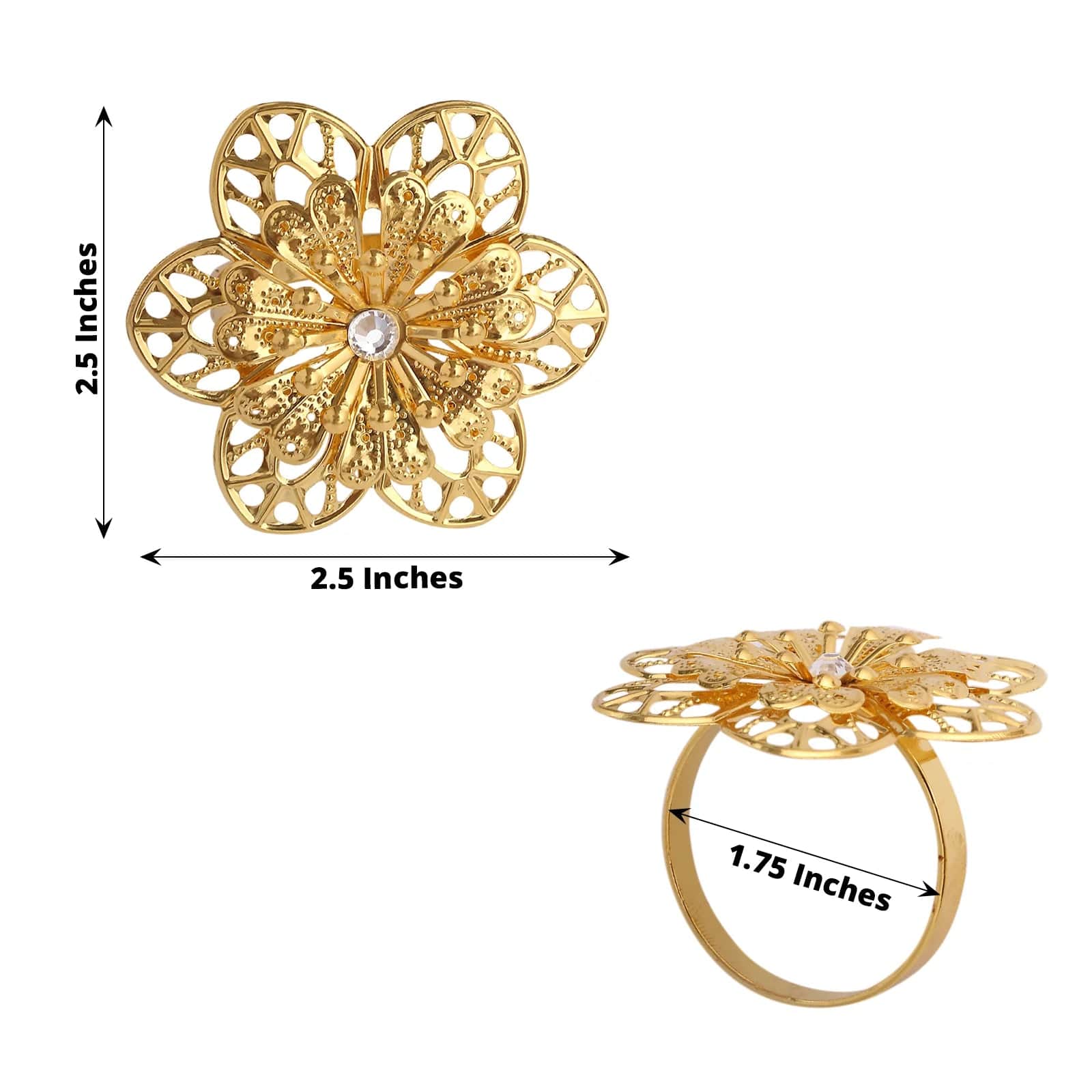 4 Pack Metal Sunflower Shaped Napkin Rings for Wedding, Party, and Home Decor - Elegant Table Setting Accessories