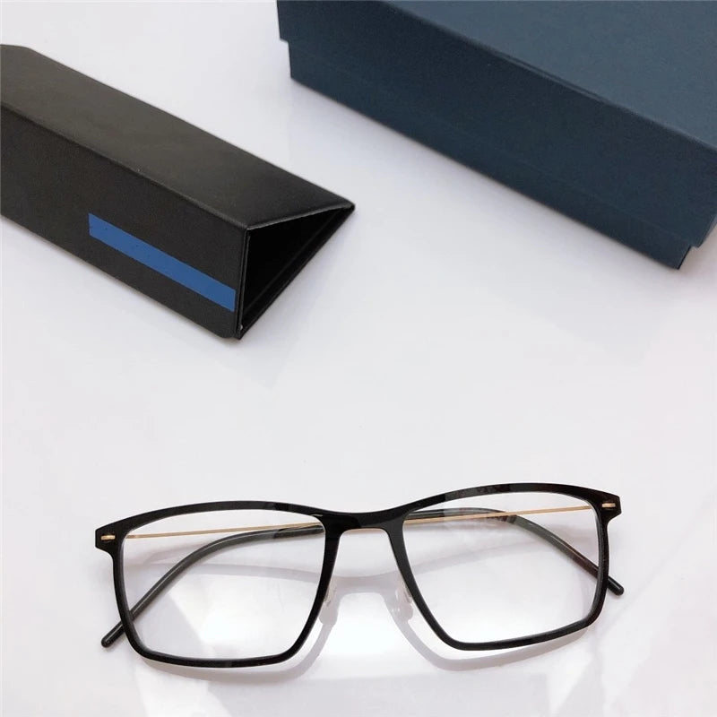 Aimee Unisex Full Rim Square Screwless Titanium Acetate Eyeglasses 6544 - Lightweight Durable Eyewear for Work, Reading & Fashion | Trendy Square Frame Glasses for Men & Women