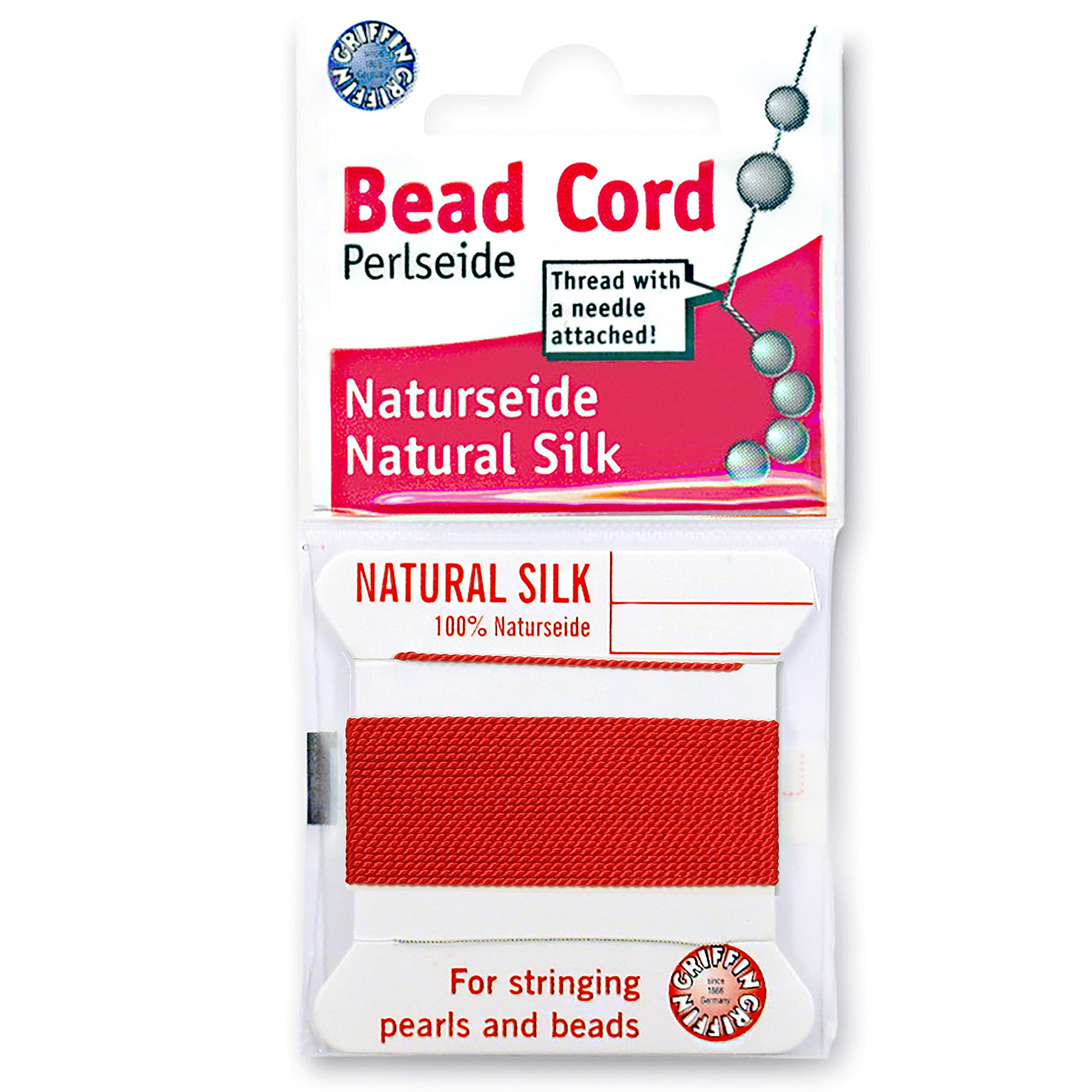 Premium Silk Beading Cord & Size 6 Needle Set - Vibrant Red for Jewelry Making, Beading Projects, and DIY Crafts - Perfect for Necklaces, Bracelets, and Handmade Accessories