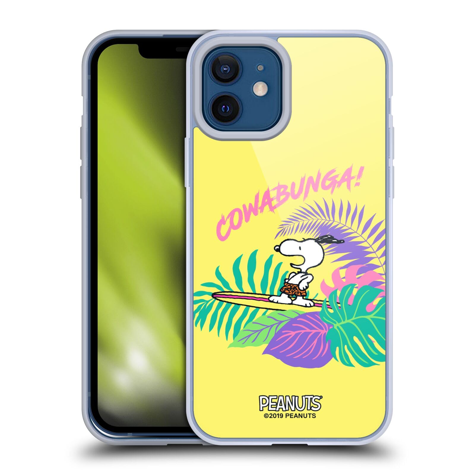 Officially Licensed Peanuts Cowabunga! Snoopy Aloha Disco Soft Gel Case for Apple iPhone 12 & iPhone 12 Pro - Cute Cartoon Phone Cover for Beach, Summer & Vacation Use