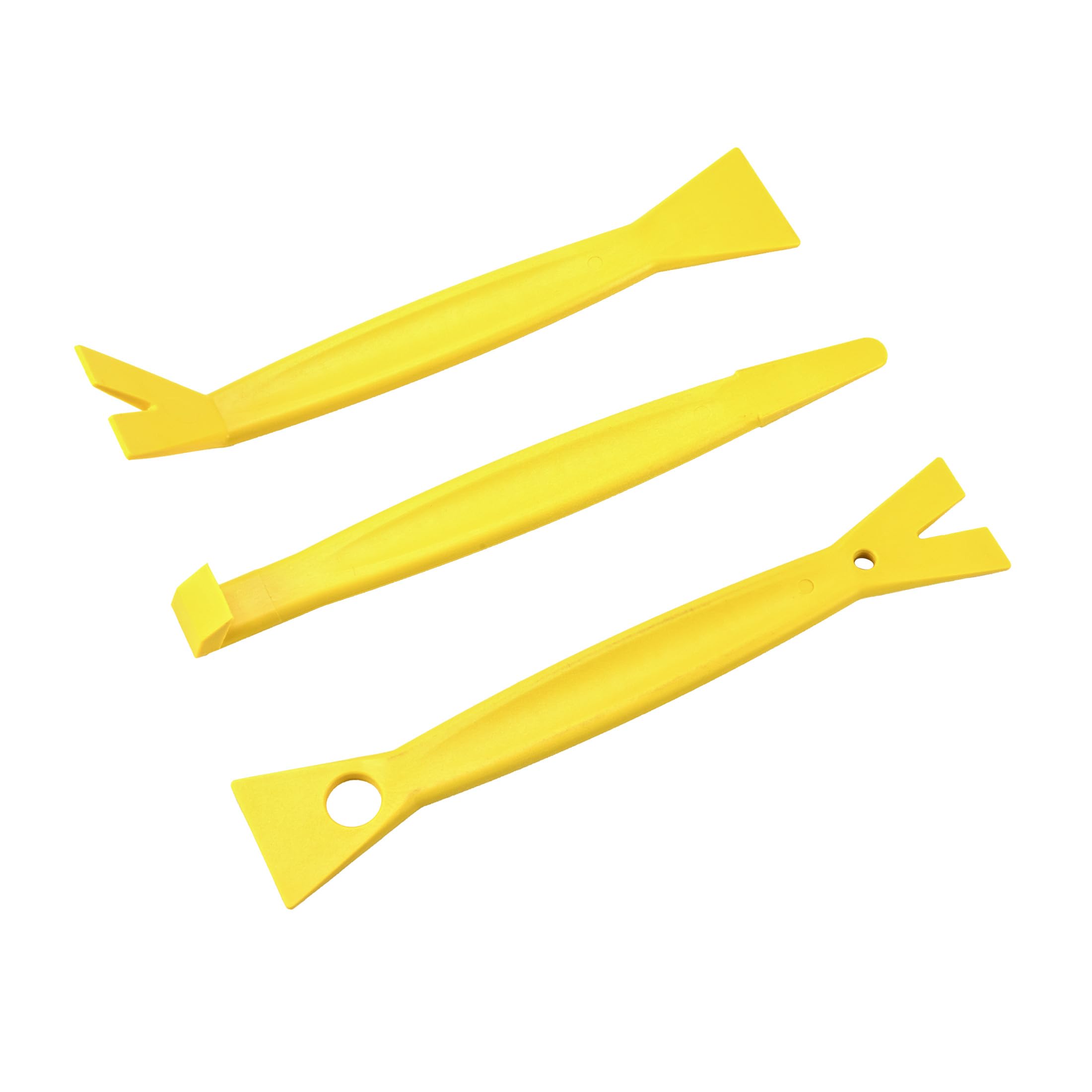 Scosche PRT3MX Auto Trim Removal Tool Kit - 3-Piece No Scratch Plastic Pry Set for Car Door Panels, Dashboard & Interior Trim - Safe for Clips, Push Rivets & Moldings - Yellow Automotive Repair Tools (Perfect for DIY Car Maintenance & Professional Auto Detailing)