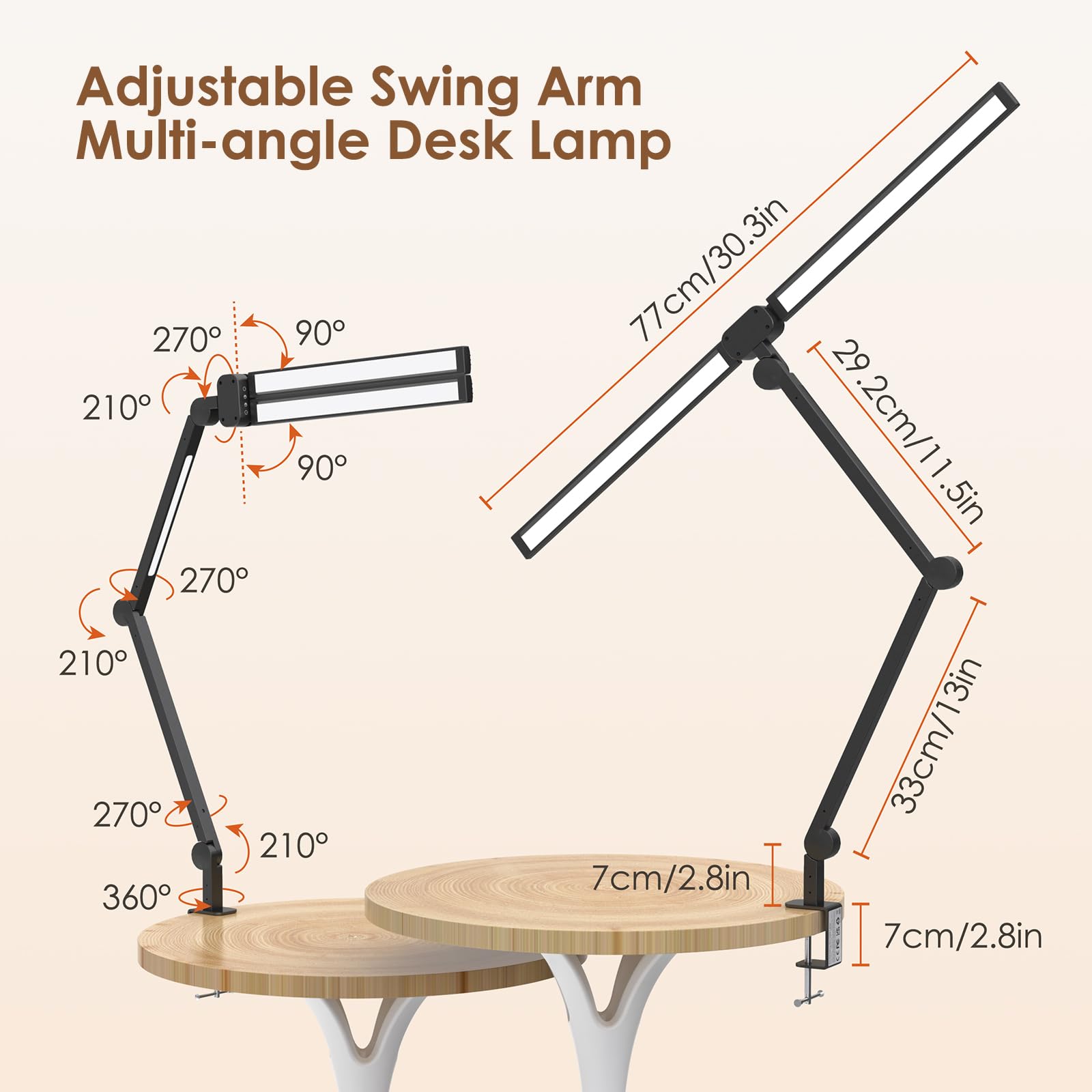 LED Desk Lamp with Remote Control - Flexible Clamp Light, 25 Eye-Caring Modes, Adjustable Brightness for Home Office, Study & Reading | Dimmable Table Lamp with Solid Base for Work, Gaming & Nightstand Use