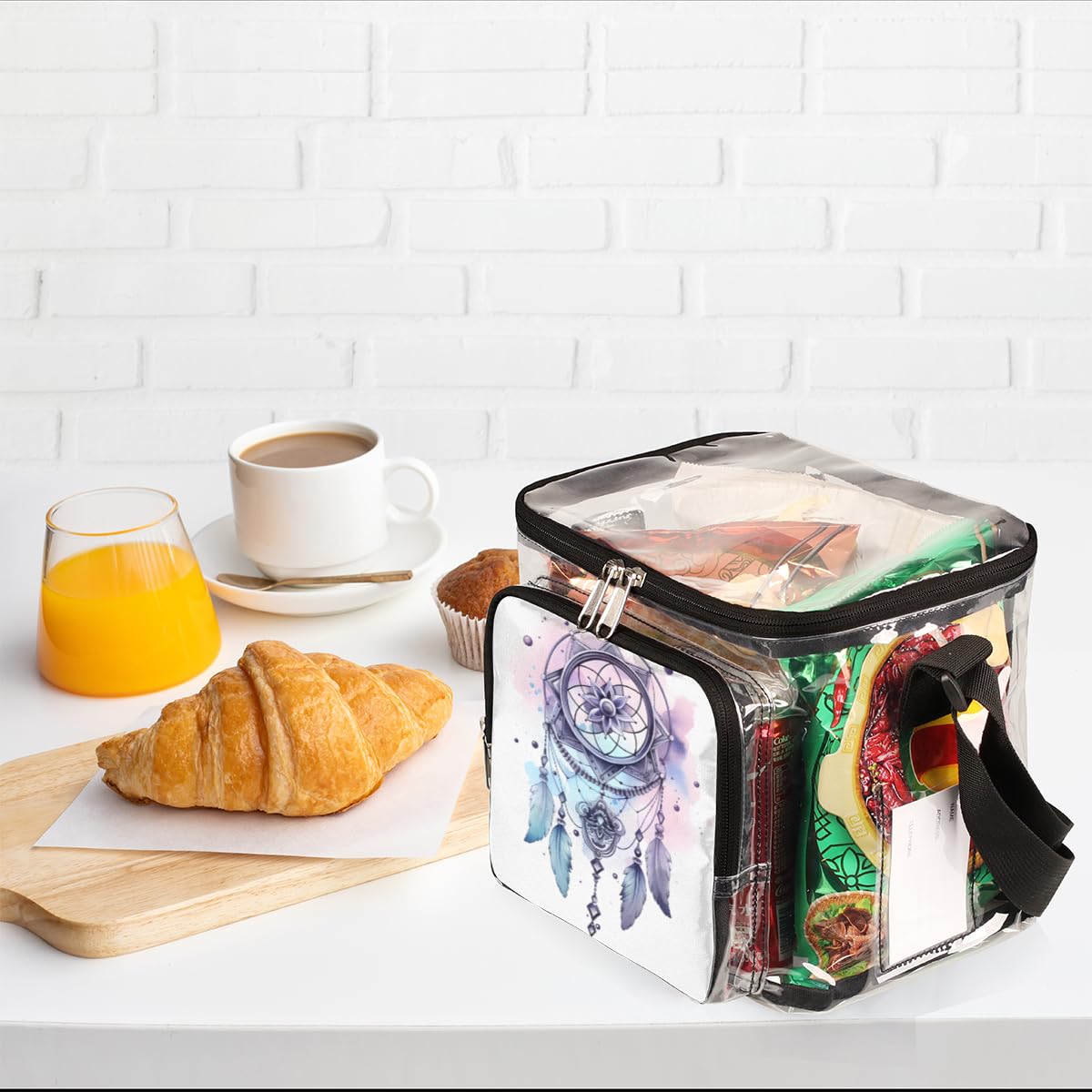 GzLeyigou Clear Transparent Tote Bag with Handles - Native American Dream Catcher Design Crossbody Shoulder Bag for Lunch, Outdoor Activities, Travel, Picnics, Concerts & Stadium Events (Stadium Approved) - Perfect for Music Festivals, Beach Days and Security Checkpoints