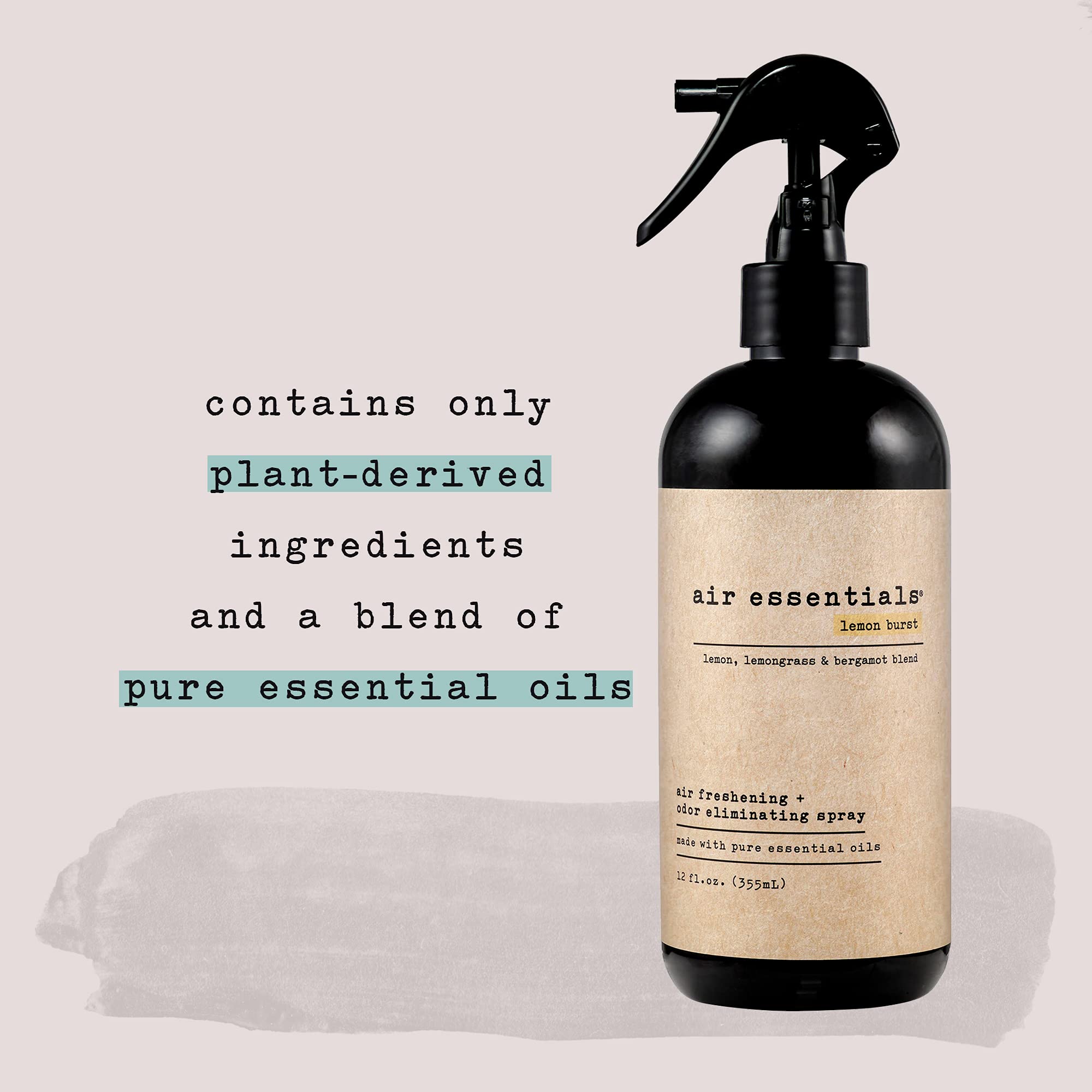 Air Essentials Air Freshener & Odor Eliminator Spray - 12 oz, Pack of 2 - Natural Essential Oil Formula - Lemon Burst Scent for Home, Car, Office & Bathroom