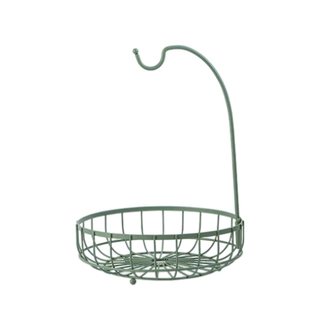 Premium Green Large Fruit Basket - Desktop Snack Storage Holder with Banana Hanger | Countertop Display Stand for Party, Banquet & Kitchen Organization | Perfect for Home, Office & Event Decor