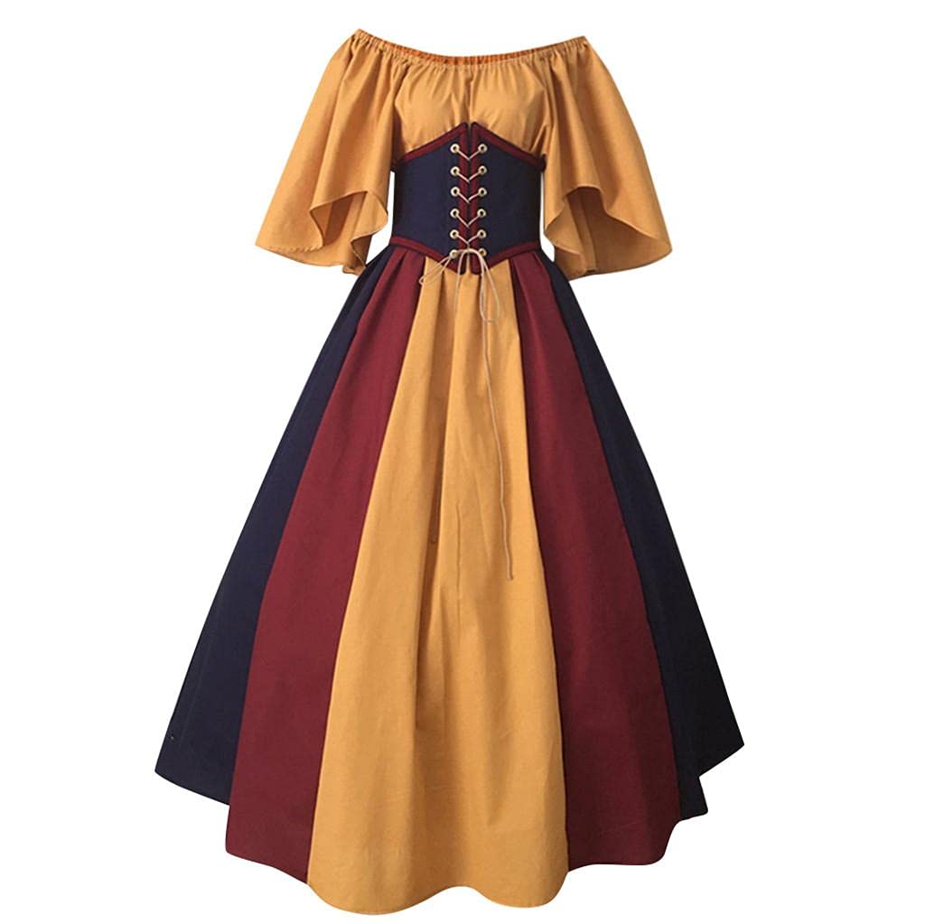 Medieval Dress for Women - Vintage Celtic Long Sleeve Maxi Dress | Renaissance Costume & Cosplay Outfit | Perfect for LARP, Historical Reenactments & Themed Parties