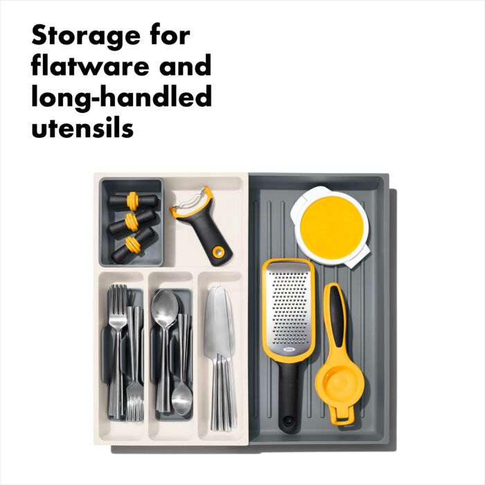 Expandable Kitchen Utensil Drawer Organizer - Adjustable Drawer Divider for Spoons, Forks & Knives - Perfect for Kitchen, Office & Dorm Organization