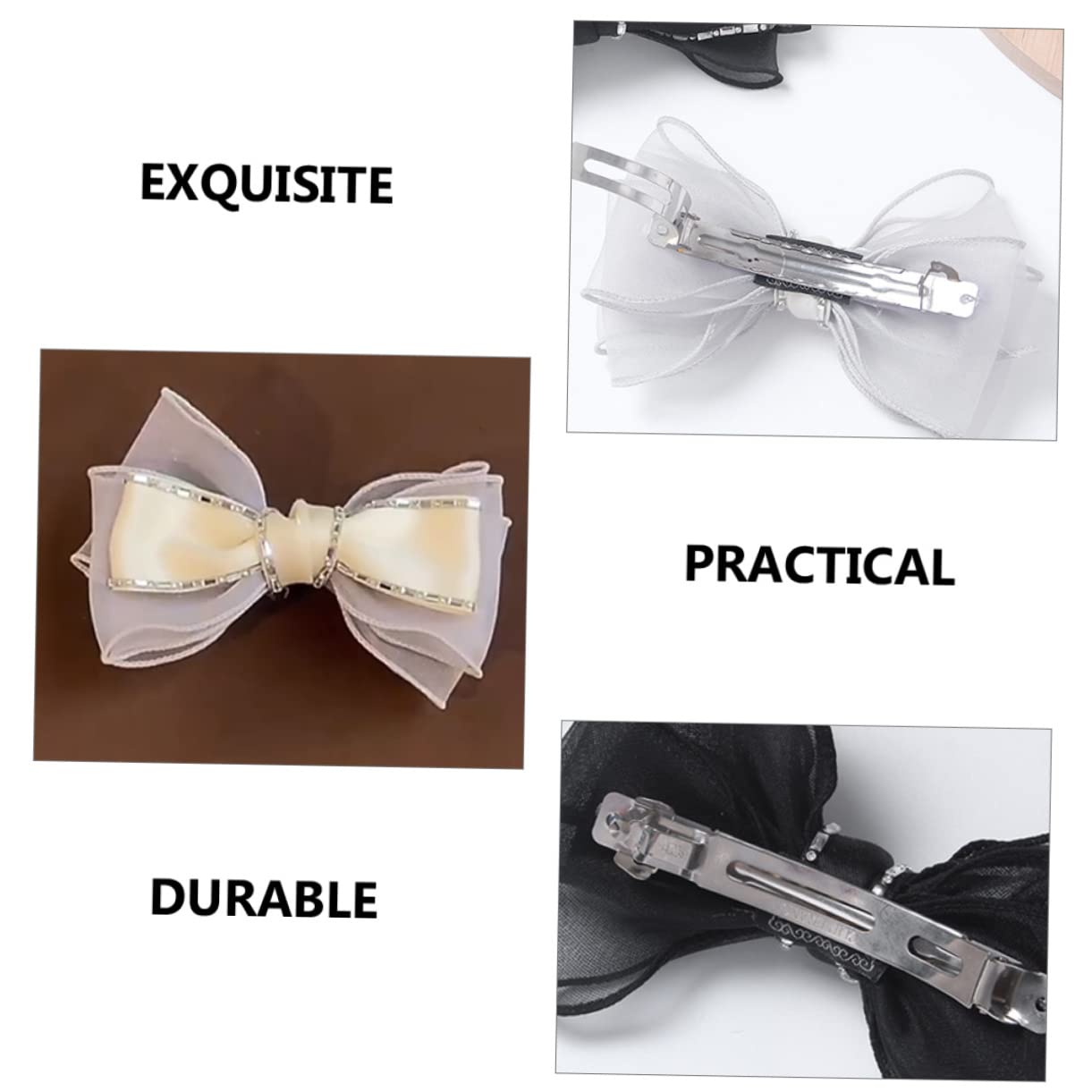 FRCOLOR 2 Sets Baby Girls Hair Bows Clips - Rhinestone Bow Hair Clips, Ponytail Holders & Barrettes for Women & Toddlers (4-Piece Set) - Perfect for Parties, Weddings & Everyday Hair Accessories