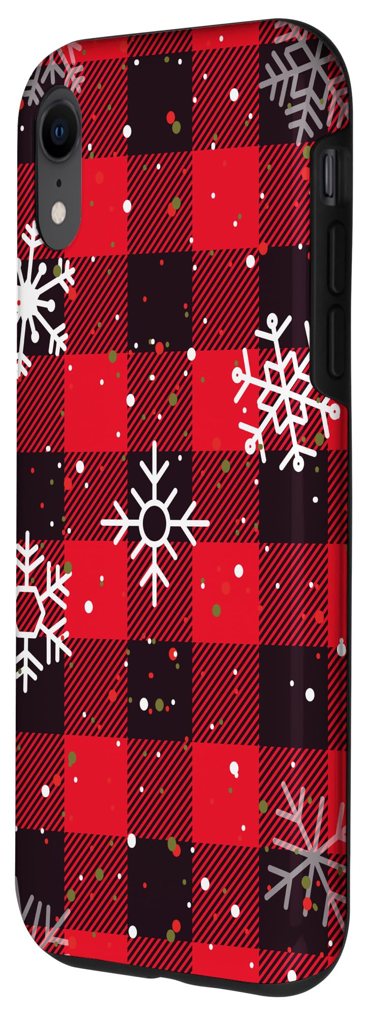 iPhone XR Christmas Phone Case - Red Buffalo Plaid with Snowflakes Design | Holiday Gift, Winter Protection for iPhone XR | Perfect for Christmas Parties & Snowy Days