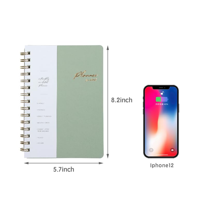 2024-2025 Undated Weekly & Monthly Planner with Tabs, Stickers, Thick Paper - Twin-Wire Binding, 6.1x8.2 Inch Mint Green Academic Planner for Students & Professionals - Perfect for School, Work, and Personal Organization