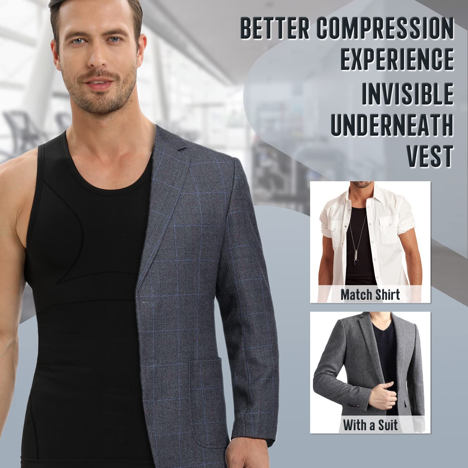 Men's Gynecomastia Compression Shirt - Slimming Tank Top Undershirt & Body Shaper Vest for Post-Surgery, Workout & Everyday Comfort
