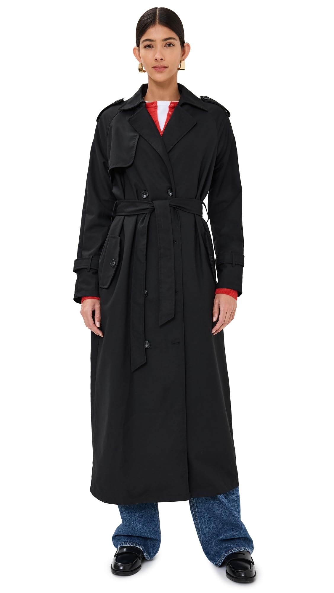 Women's Waterproof Trench Coat with Hood - Stylish Long Raincoat for Outdoor, Travel & Work - Perfect for Fall & Winter Weather