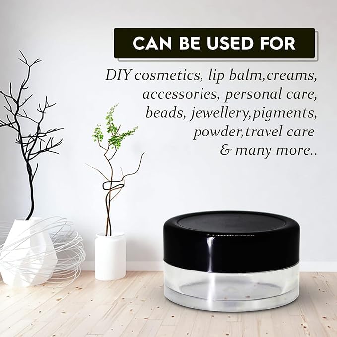 PackDost 10-Pack 8ml Black Empty Acrylic San Jars with Leakproof Lids - Transparent Cosmetic Containers for Lip Balm, Lip Scrub, Body Butter, DIY Makeup & Beauty Products - Perfect for Travel, Home Storage & Handmade Gifts