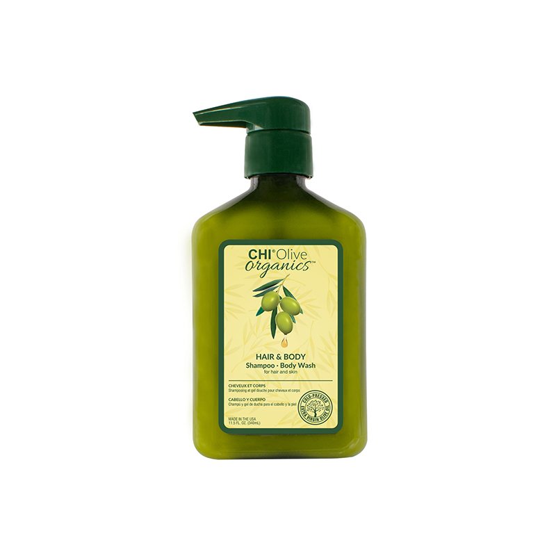 CHI Olive Organics Shampoo & Body Wash - 340ml | Natural Hair & Skin Care | For Daily Use at Home, Gym & Travel