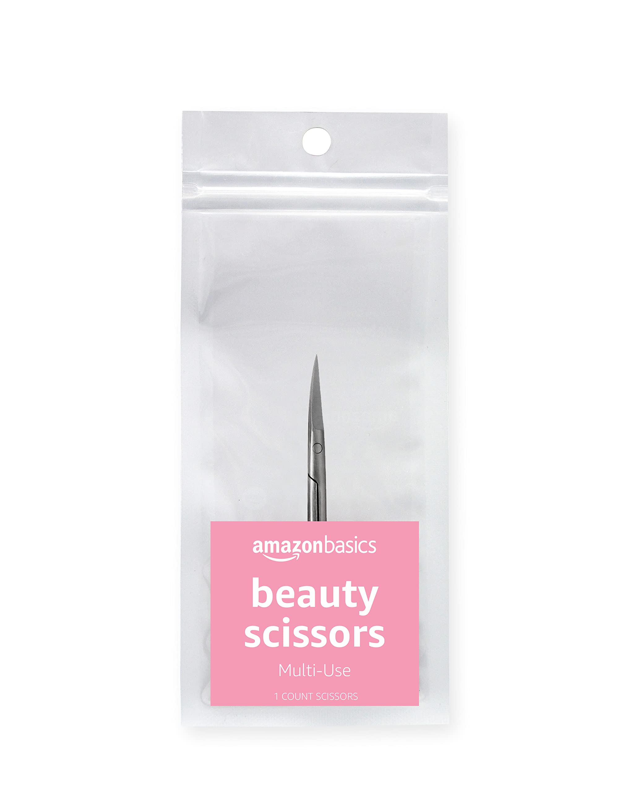 Amazon Basics Stainless Steel Beauty Scissors for Hair Cutting, Eyebrow Trimming & Crafting - Silver Professional Grooming Shears for Salon, Home & Travel Use