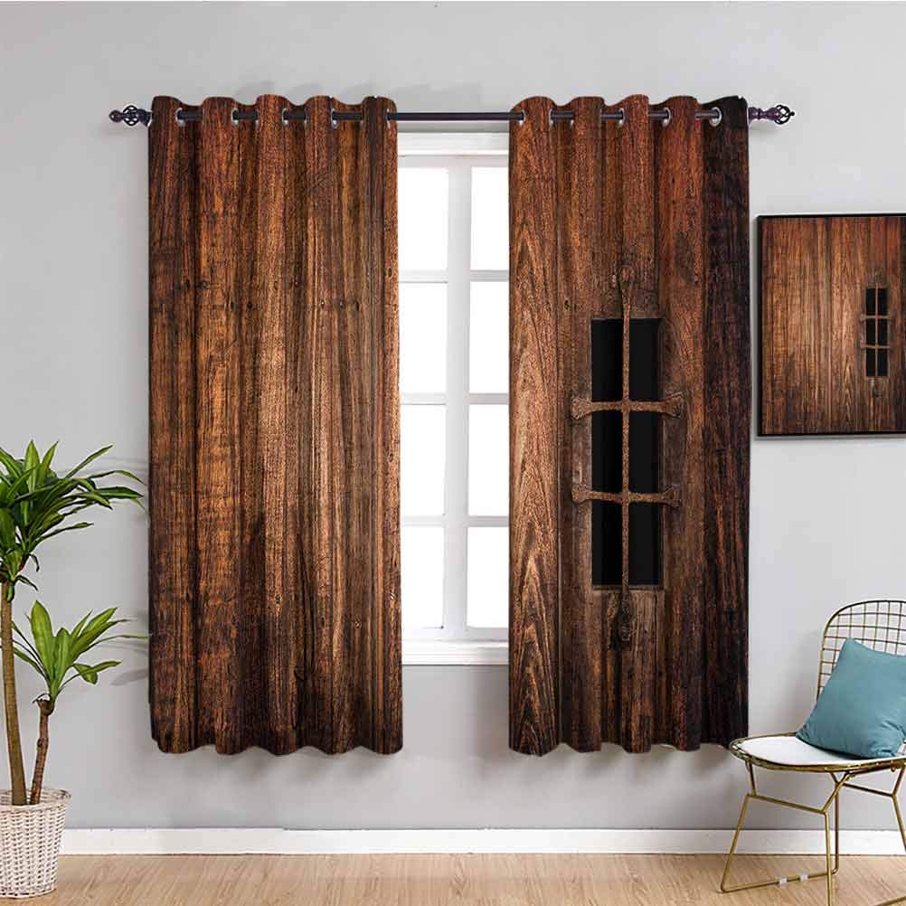 Medieval Decor Collection - Blackout Window Shades with Iron Bars for Living Room & Bedroom - Historic Castle Design - 72x63 Inch Dark Brown - Perfect for Gothic Home Decor, Game Room, or Medieval-Themed Events