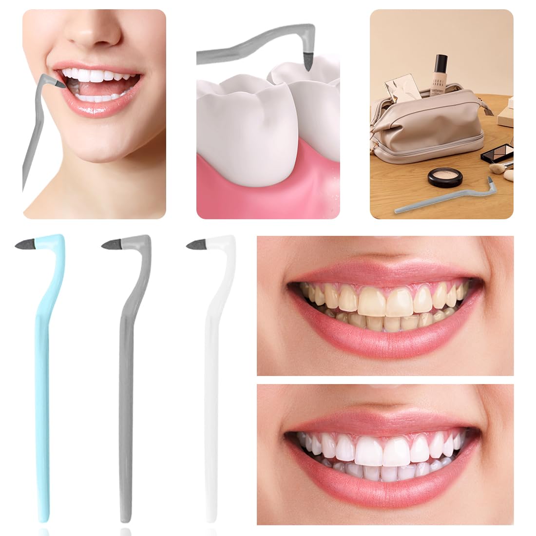 3-Piece Dental Scaler & Tartar Remover Kit - Stain Removal Tools for Teeth & Gums, Plaque Eliminator & Teeth Whitening Polisher - Perfect for Home Dental Care & Oral Hygiene Maintenance