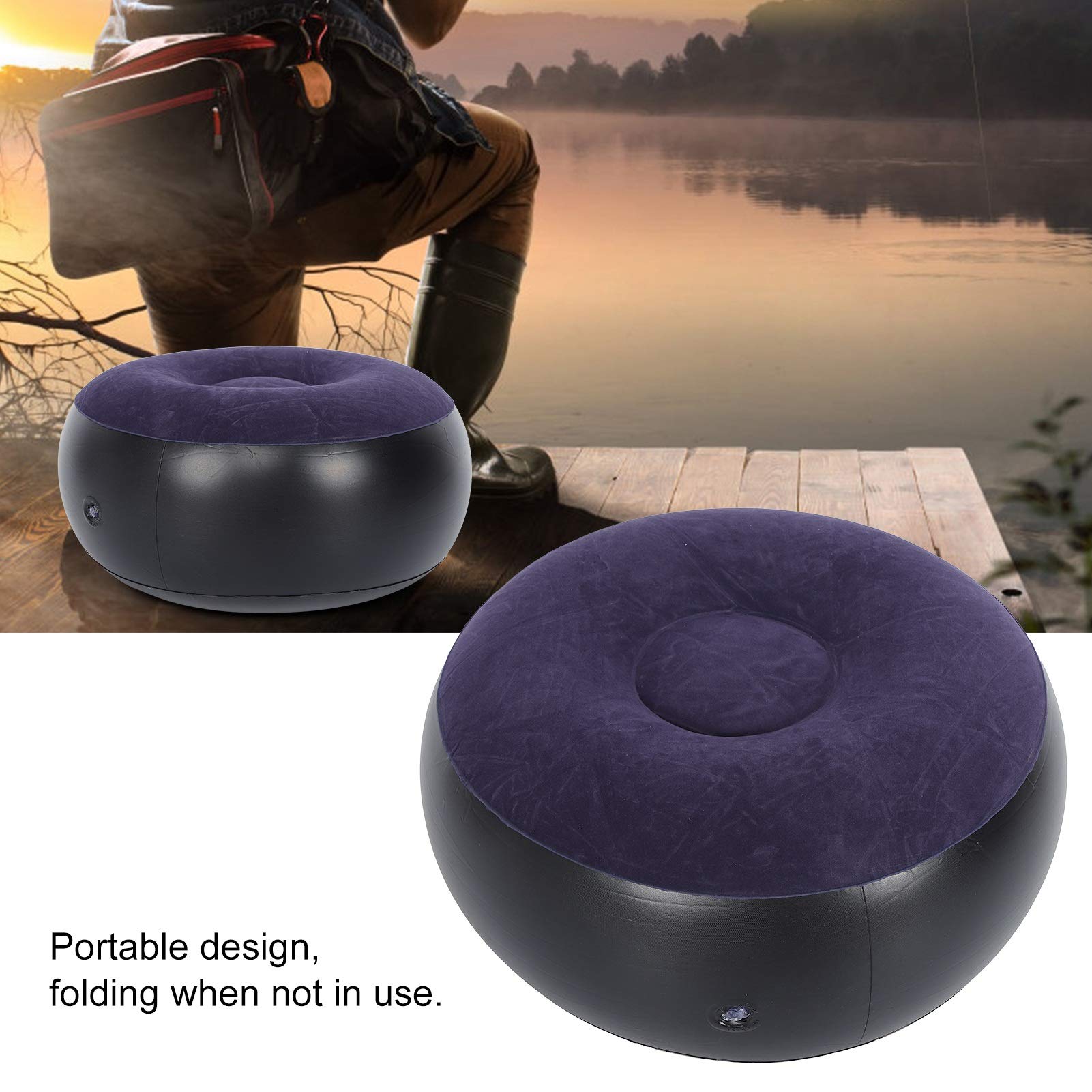 **Inflatable Chair for Outdoor & Indoor Use - Portable Round Air Chair with Flocking Stool & Footrest Cushion - Perfect for Home, Office, Travel, Camping & Beach Relaxation**