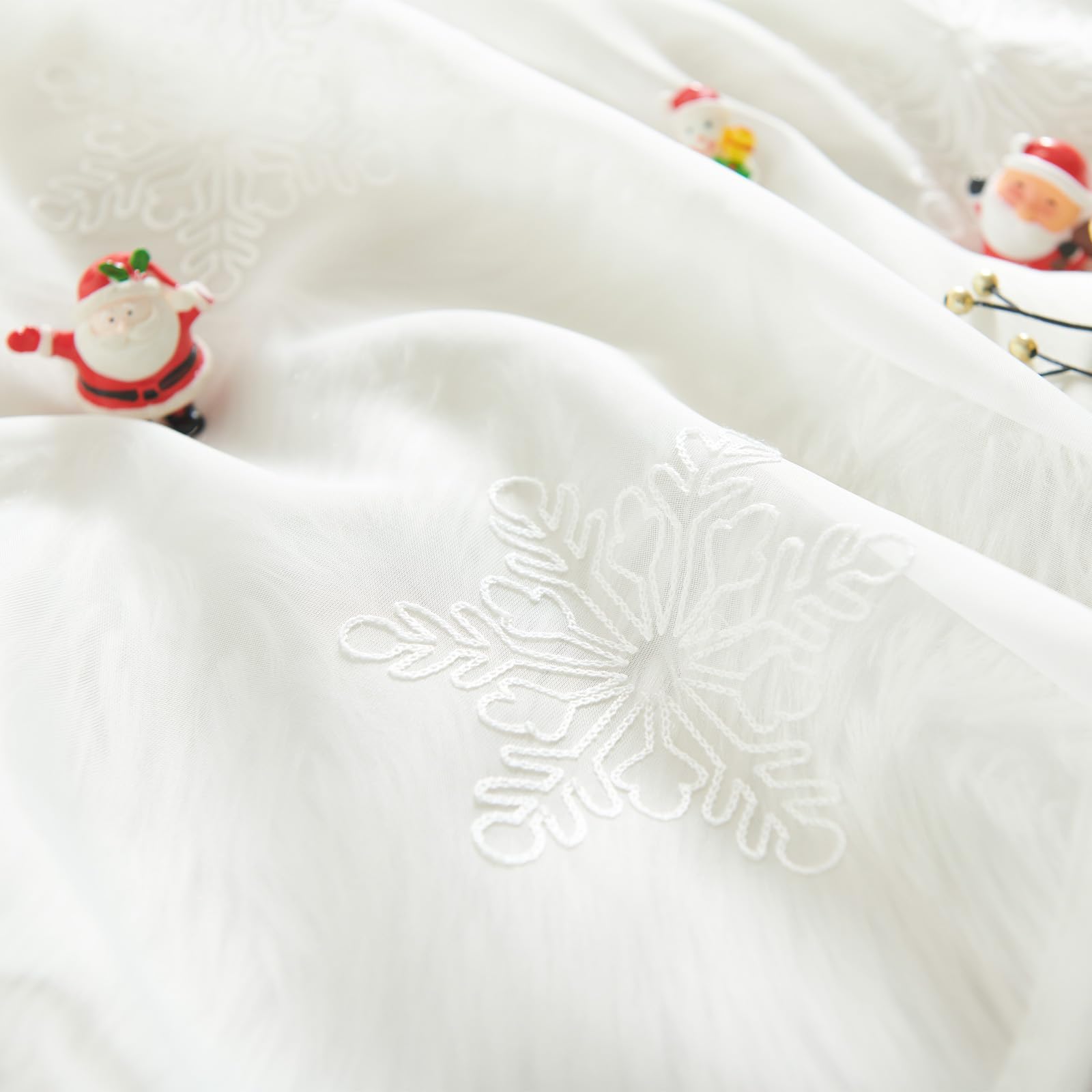 Jinchan White Sheer Curtains 36 Inch - Snowflake Embroidered Voile Window Drapes for Kitchen, Bathroom, Bedroom & RV - Winter Holiday Decor with Rod Pocket (Set of 2 Panels) - Perfect for Cozy Home, Cafe & Seasonal Decoration