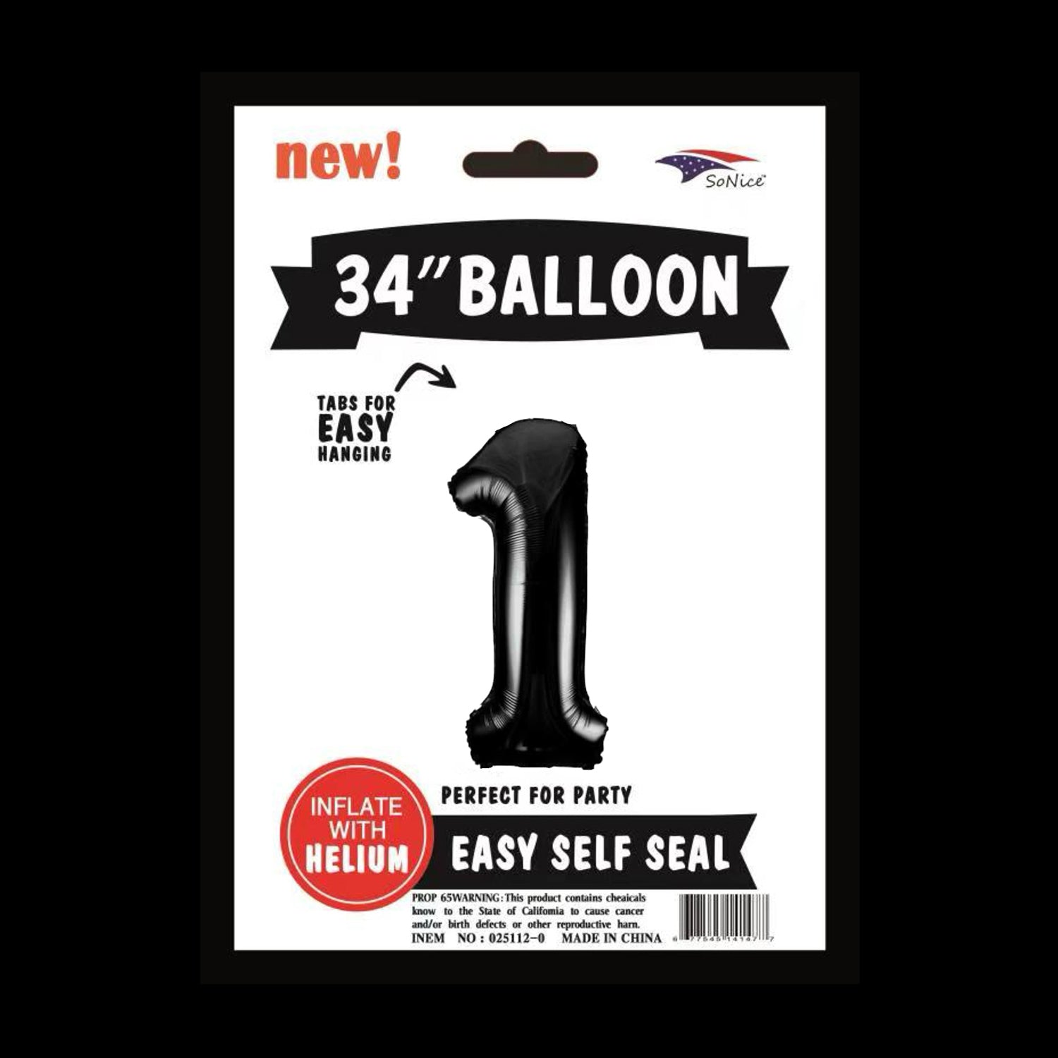 Black Number 1 Foil Balloon (34 Inch) - Perfect for Birthday Parties, Anniversaries & Celebrations