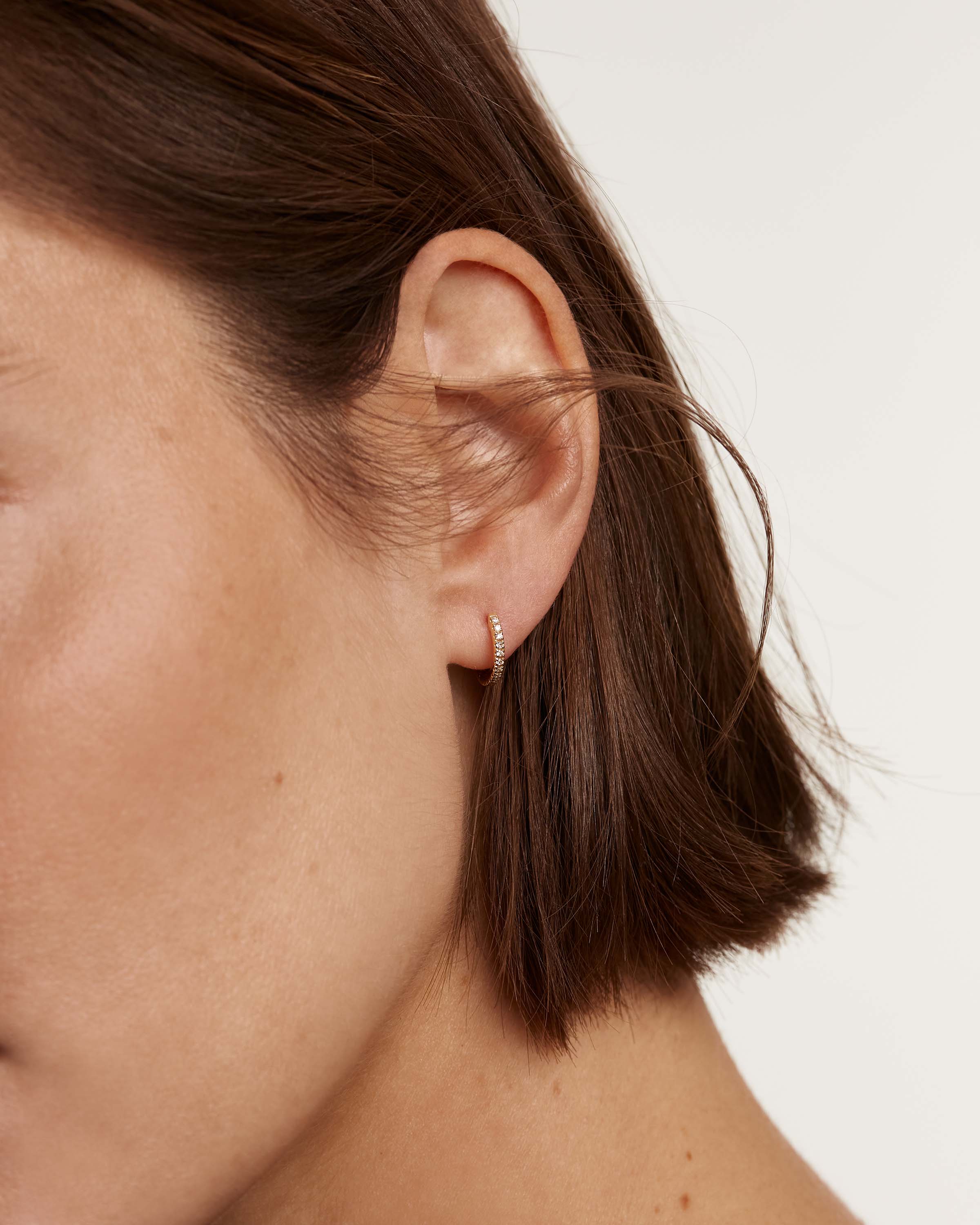 Diamond and Gold Eternity Mini Hoop Earrings for Women - Elegant Everyday Jewelry for Work, Date Night & Special Occasions