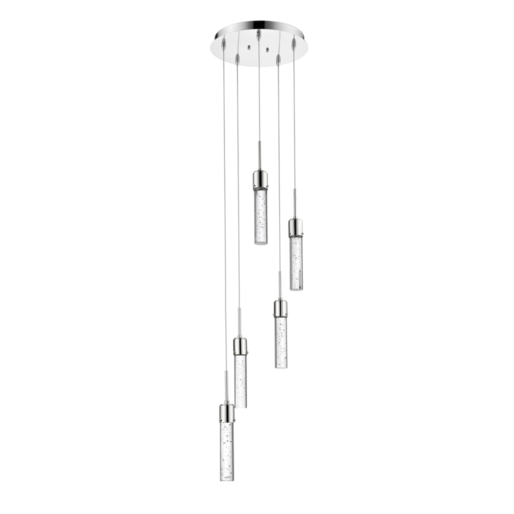 Modern LED Pendant Light - Adjustable Crystal Bubble Ceiling Fixture for Kitchen Island, Dining Room & Living Room | Chrome Finish 4000K Warm White | Perfect for Entryway, Bedroom & Office Lighting
