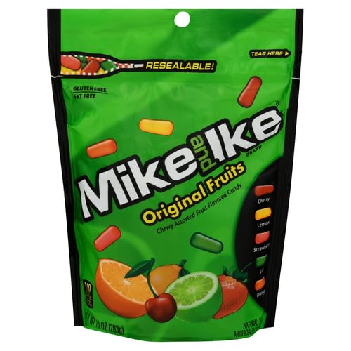 Mike & Ike Assorted Fruit Original Chewy Candy - 10 oz Bag | Bulk Fruit Flavored Soft Candy for Parties, Movies & Snacking
