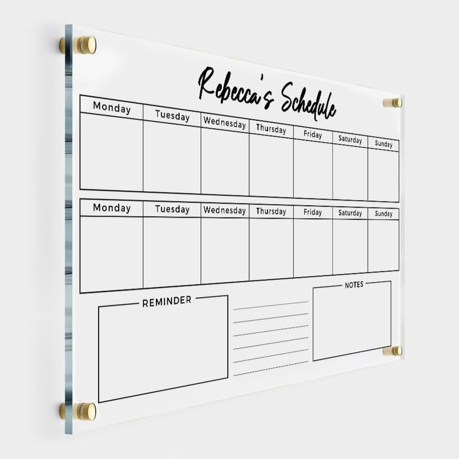 Custom Weekly Family Calendar with Side Headers - Personalized Dry Erase Wall Calendar 2025 | Monthly & Weekly Planner | Transparent Whiteboard Organizer for Home, Office & School Planning