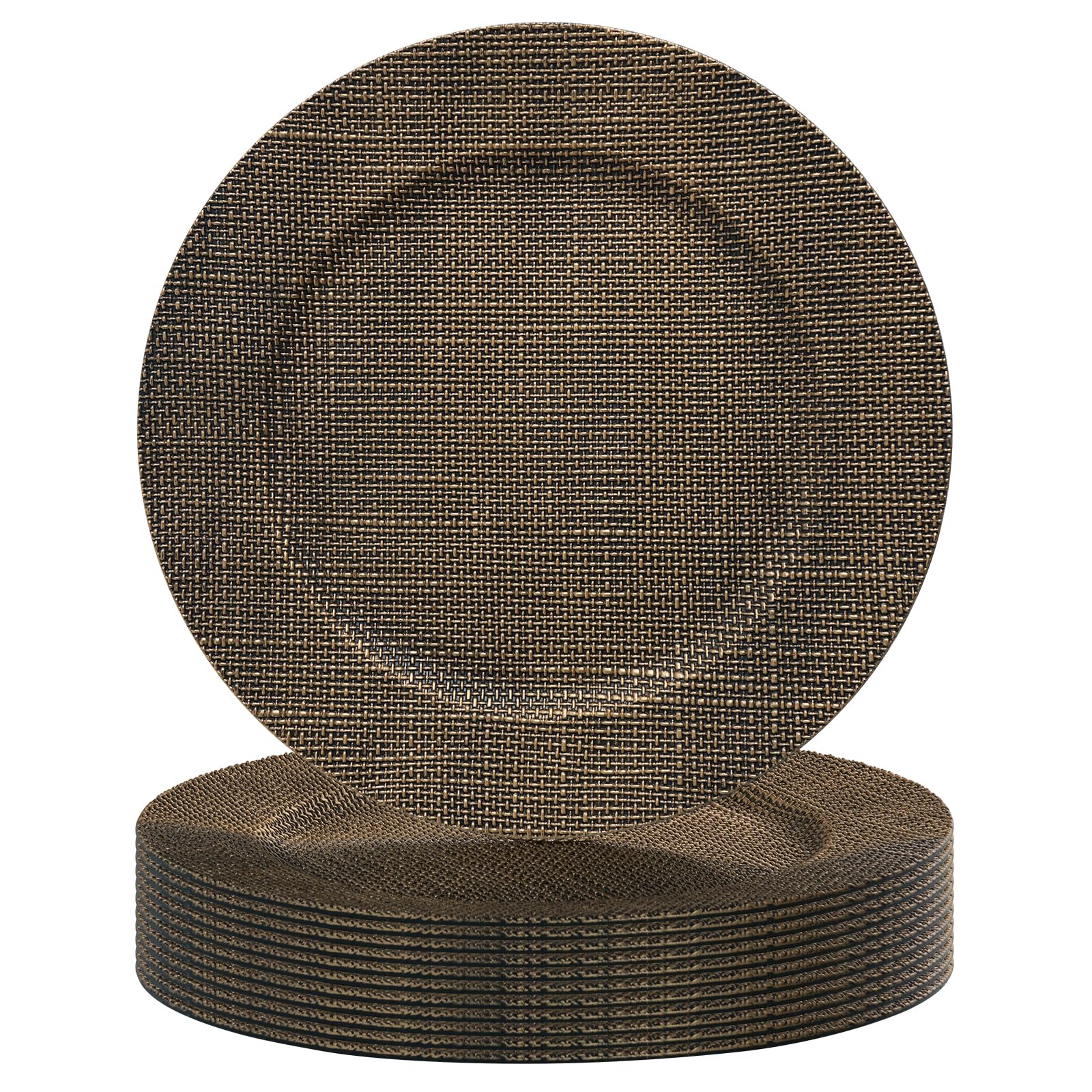 12-Pack Burlap Charger Plates - Rustic Table Decor for Weddings, Thanksgiving, Christmas, Parties & Holiday Events - Perfect for Dinner Plates & Seasonal Celebrations (Color 2)