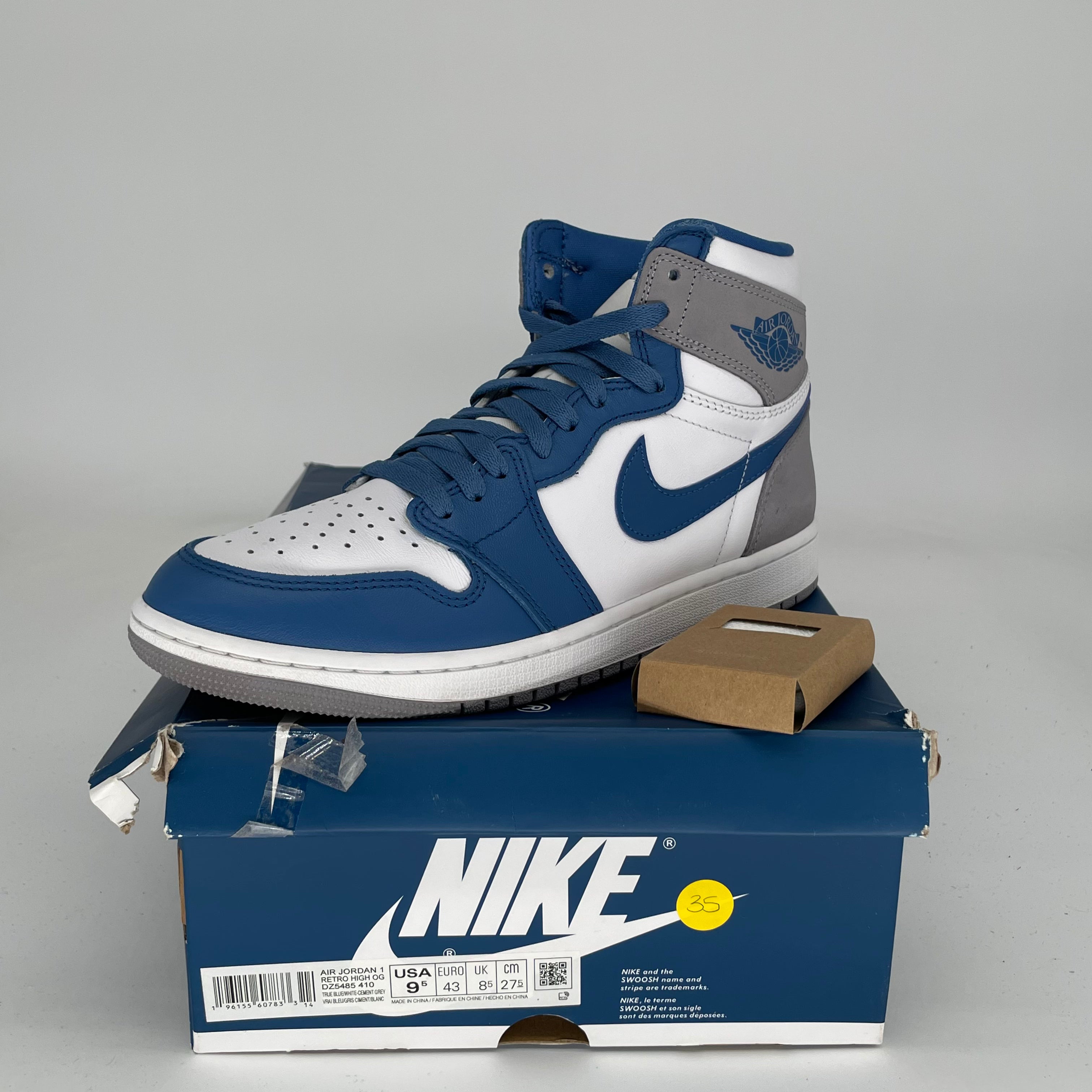 AIR JORDAN 1 TRUE BLUE Retro High OG Basketball Shoes - Men's Size 9.5 (DZ5485-410) - Authentic Sneakers for Streetwear, Sports & Casual Fashion