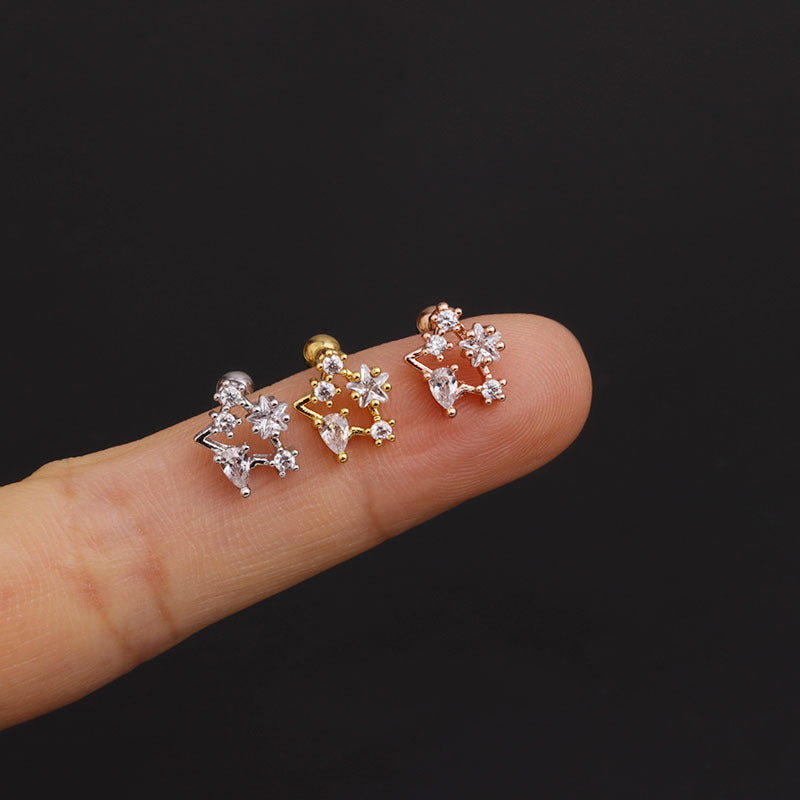 20G Cartilage Tiny Stud Earrings - Moon & Flower Design Hypoallergenic Stainless Steel Earrings for Women | Perfect for Daily Wear, Parties & Gifts