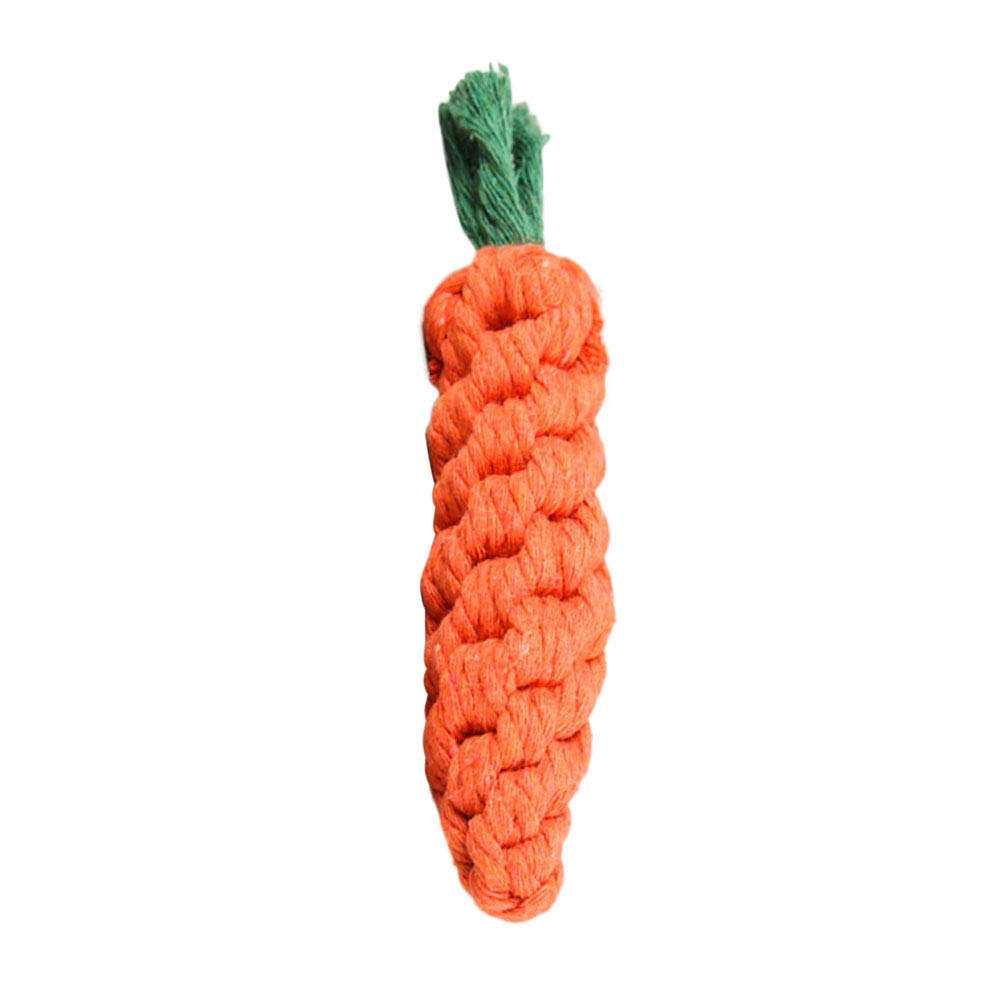 TEHAUX Hand-Woven Carrot Dog Chew Toy - Durable Braided Rope for Puppy Teeth Cleaning & Dental Health - Perfect for Teething, Playtime, and Training (Carrot)