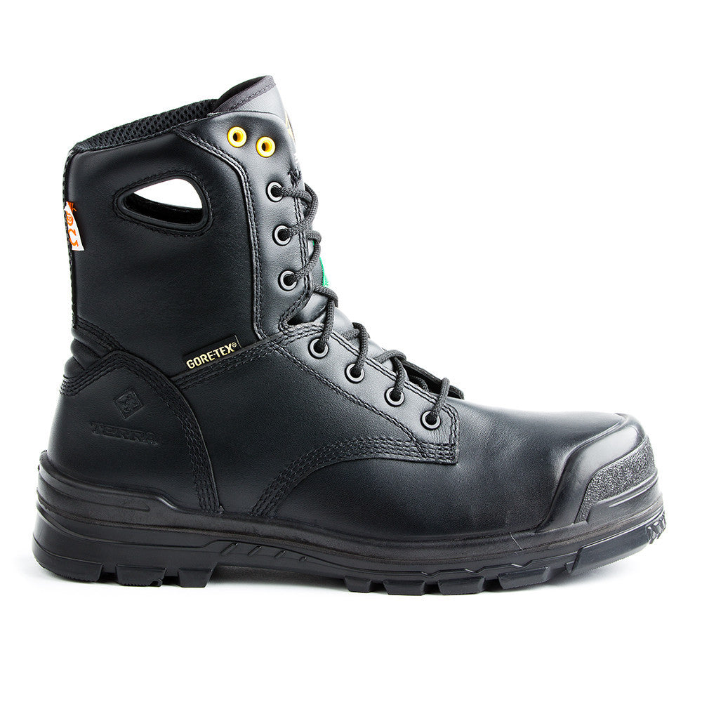 Terra Admiral Men's 8 Composite Toe Work Boot 2938B - Black Safety Shoes for Construction, Warehouse & Outdoor Work - Waterproof & Slip Resistant Work Boots