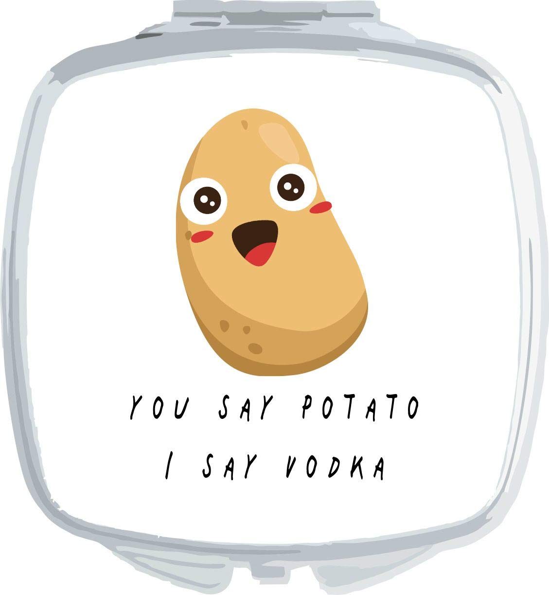You Say Potato I Say Vodka Funny Pocket Mirror - Compact Silver Square Mirror with Face Design | Perfect for Gifts, Parties & Everyday Carry