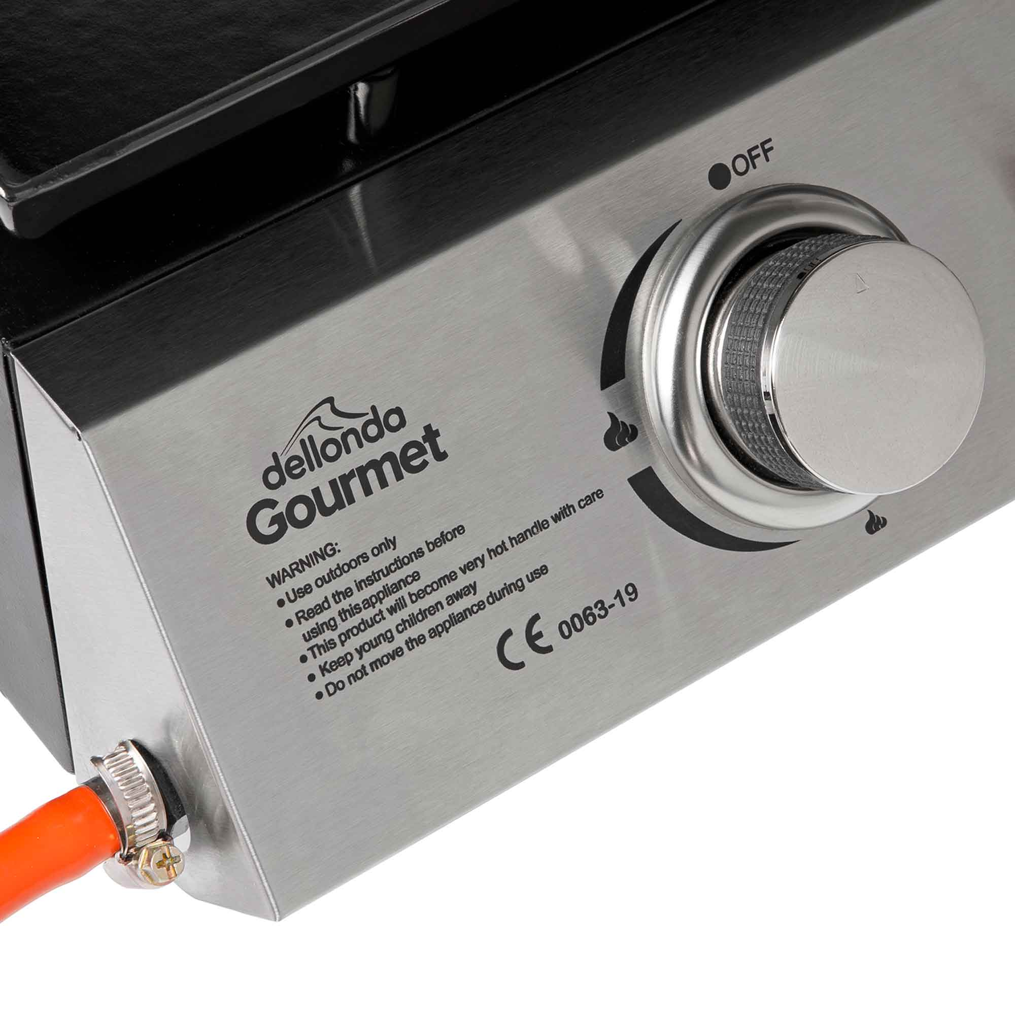 2 Burner Portable Gas Plancha 5kW BBQ Griddle - Stainless Steel Outdoor Cooking Grill for Camping, Backyard Parties & Tailgating - DG21 Model