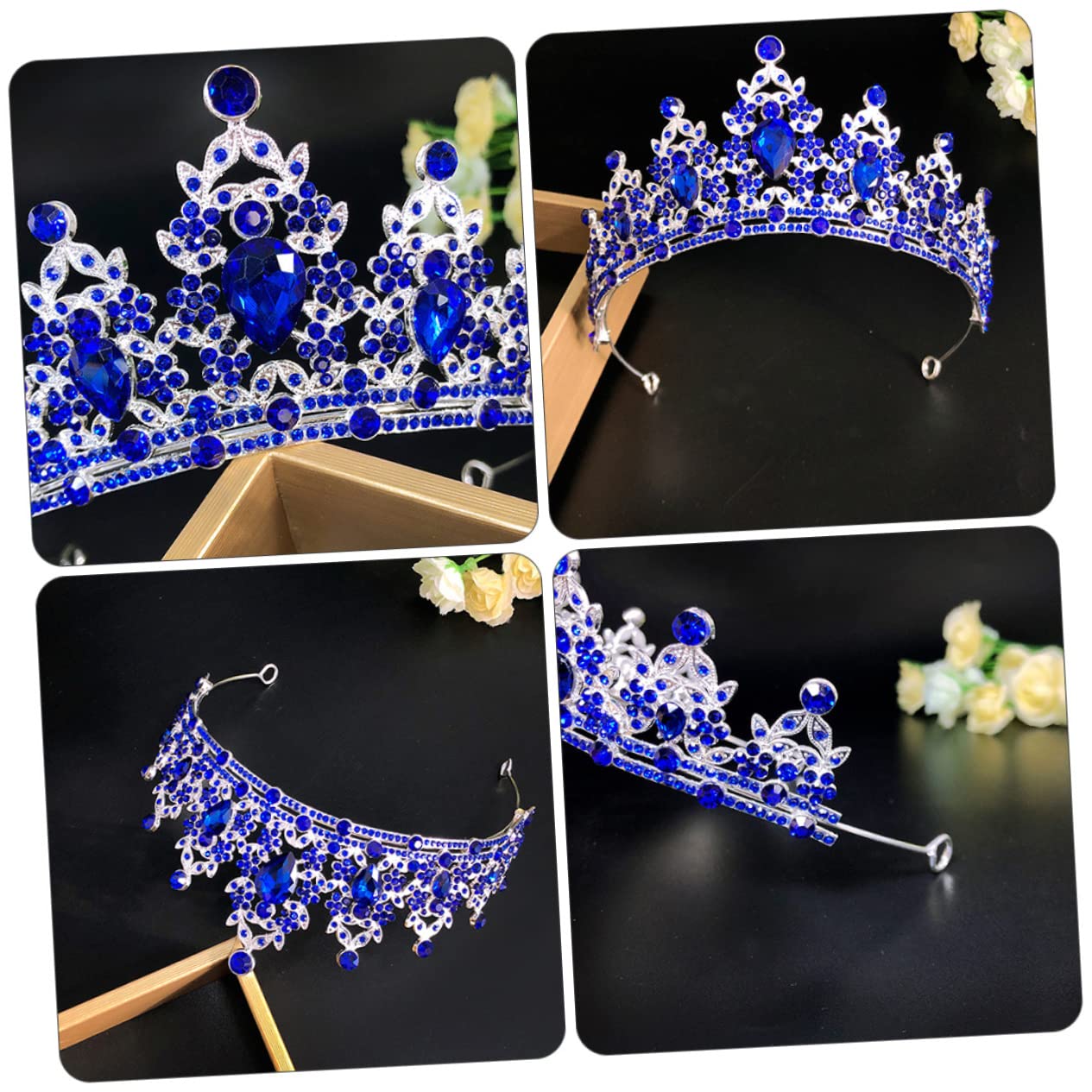 Abaodam 3-Piece Rhinestone Bridal Crown Set – Wedding Tiara Headpiece with Alloy & Crystals for Brides, Wigs & Special Occasions – Perfect for Weddings, Prom, Pageants & Photo Shoots