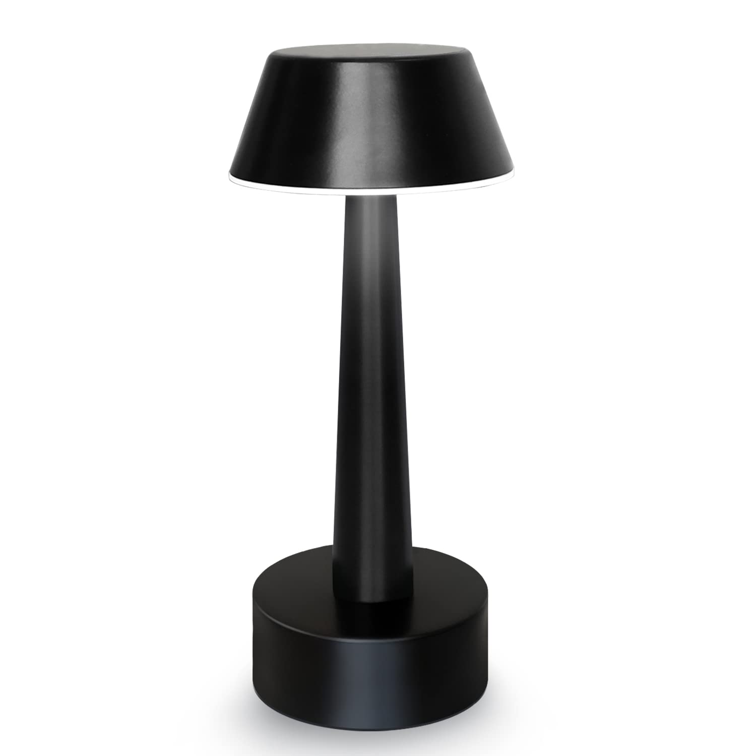 Egobasic Rechargeable Cordless Small Table Lamp - Portable Battery Operated Touch Control 3-Way Dimmable Night Light - Metal Bedside Lamp for Bedroom, Living Room, Office, Hotel & Restaurant Decor (Black) | Perfect for Reading, Relaxing & Ambient Lighting