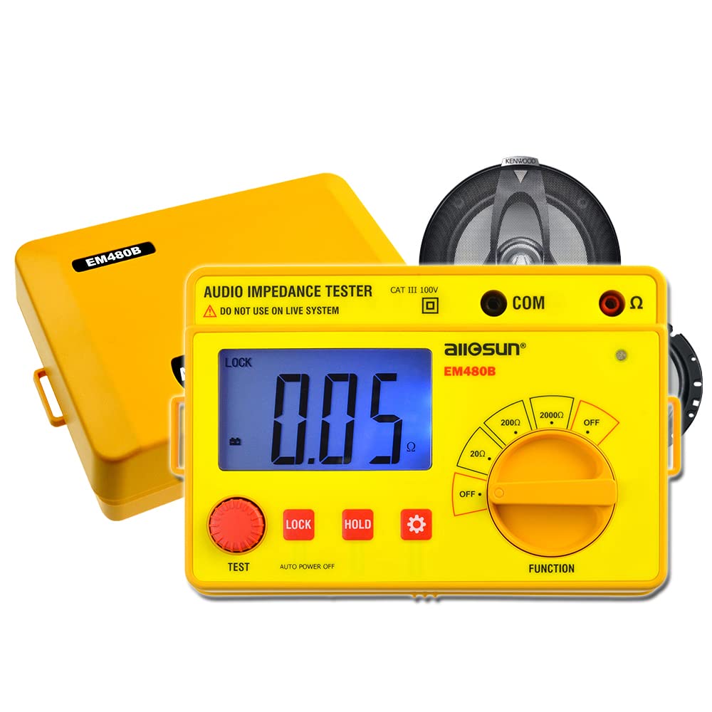 Allsun EM480B Digital Insulation Resistance Meter - Handheld Megohmmeter with LCD Backlight for Electrical Testing - Earth Audio Impedance Tester (Yellow) - Perfect for Home, Industrial & DIY Electrical Safety Checks
