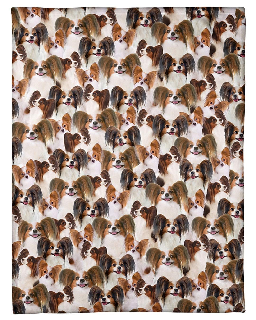 Cute Papillon Full Face Fleece Throw Blanket - Soft Plush Flannel Pet Blanket for Dogs, Sofa & Bed | All-Season Warm Lightweight Cozy Blanket for Living Room, Couch & Home Decor | Perfect for Snuggling, Lounging & Gift Giving