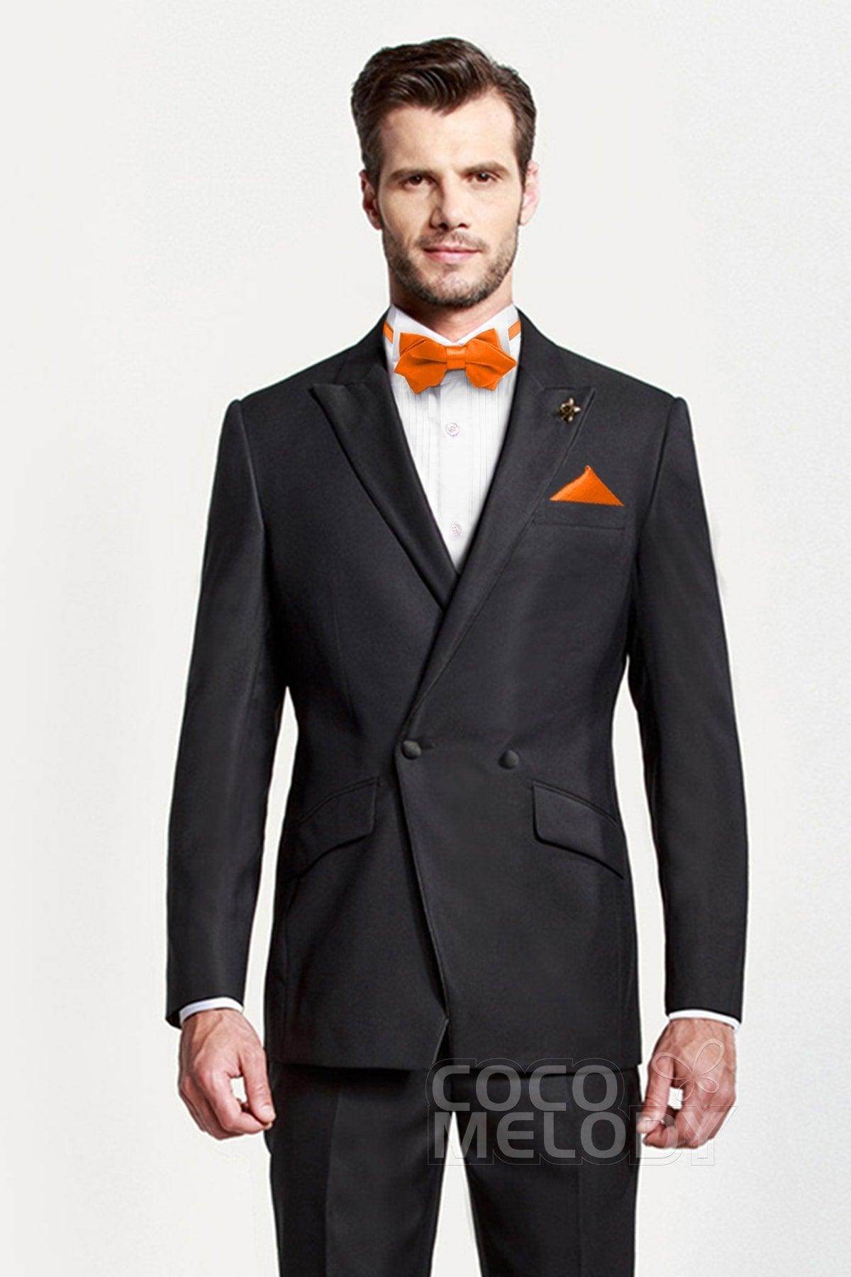Premium Men's 2-Piece Elastic Silk-Like Satin Bow Tie Set with Pocket Square - Formal Wedding, Prom, Business Attire Accessories
