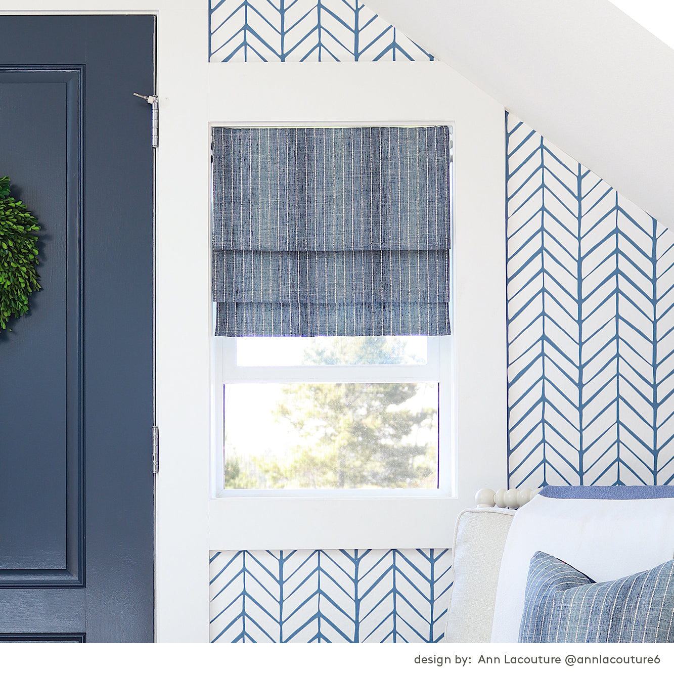 Premium Hyden Stripe Fabric - Lake Blue Cotton Blend Upholstery Material for Sofas, Curtains & Home Decor | Soft & Durable Textile for DIY Sewing Projects