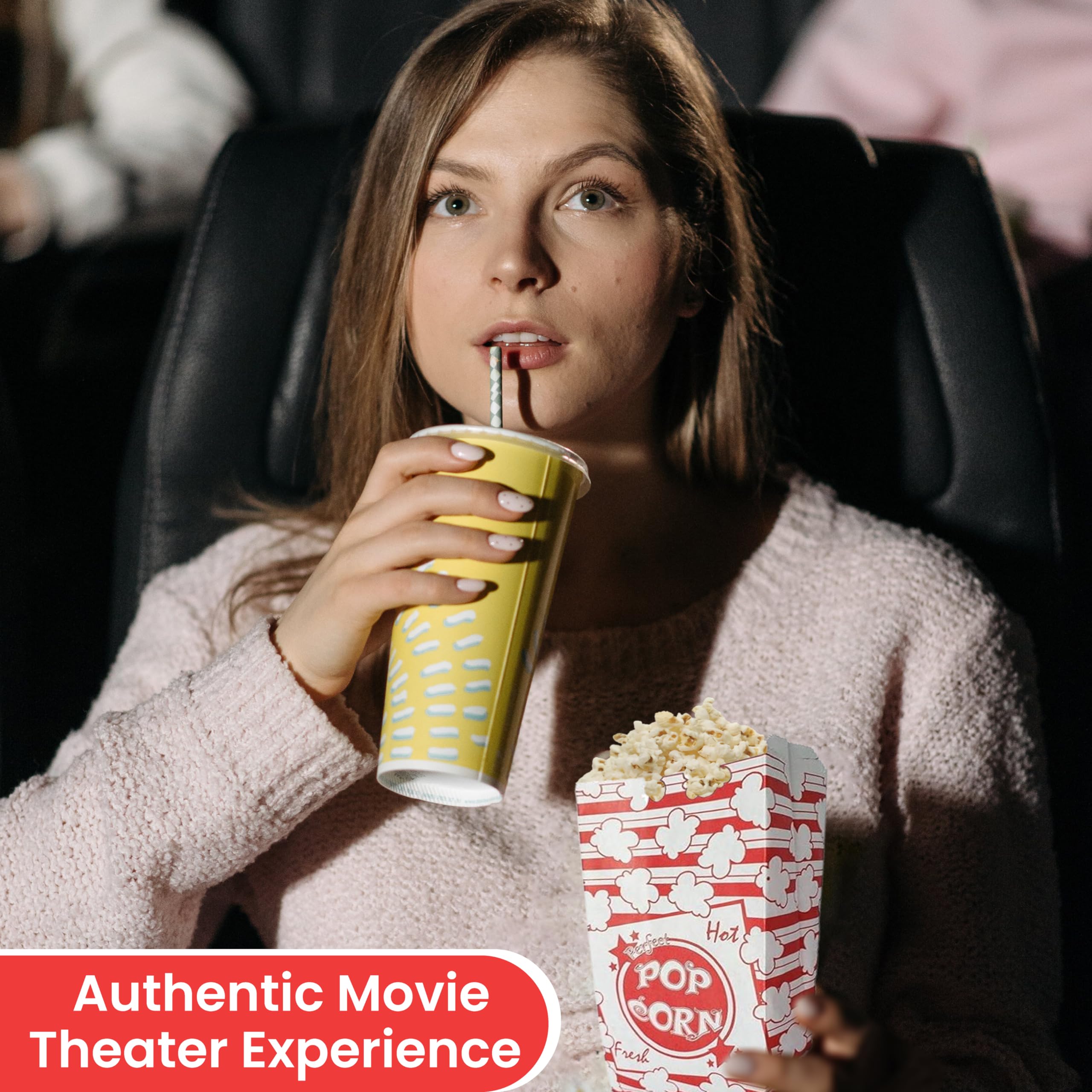 125 Count 1 Oz Printed Popcorn Bags - Bulk Concession Supplies for Movie Theaters, Carnivals & Snack Stands - Perfect for Popcorn, Candy & Party Favors