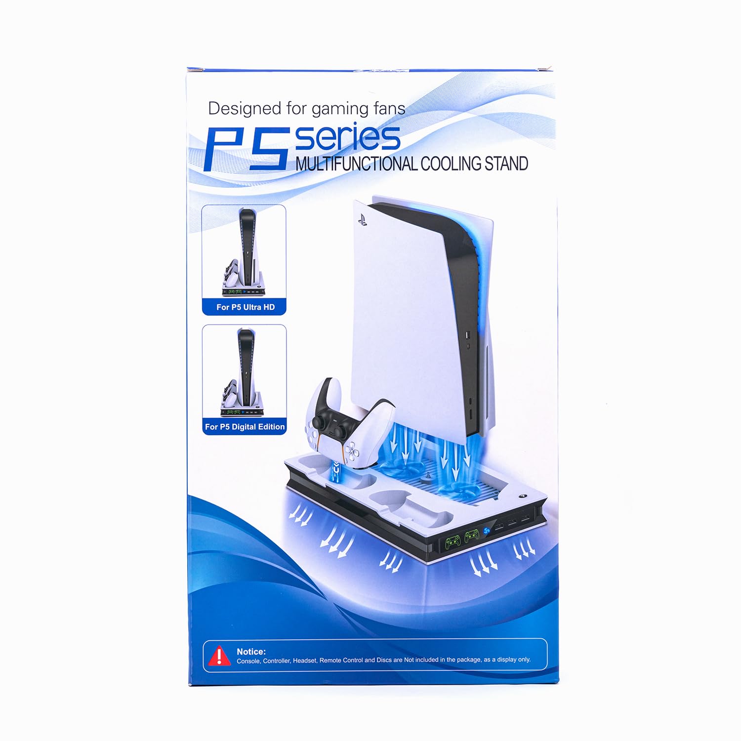 Wigearss PS5 Cooling Fan Stand with Dual Controller Charger - Vertical Charging Station for PS5 Console & Digital Edition (Not PS5 Slim) - Perfect for Gaming Sessions & Console Protection