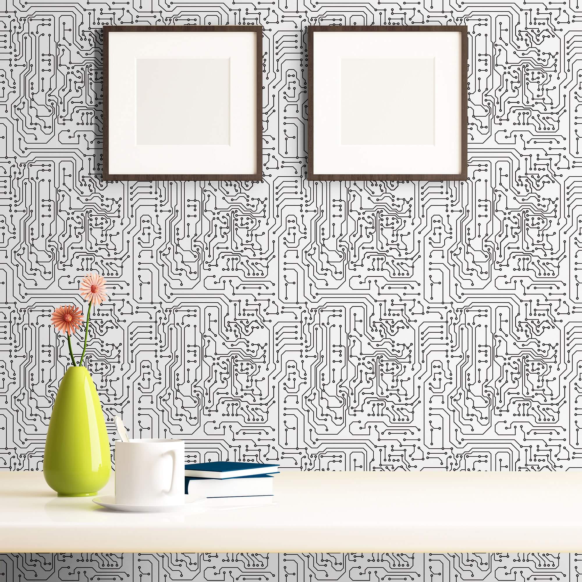 White Pattern Peel and Stick Removable Wallpaper 9607 - Self-Adhesive Decorative Wall Covering for Bedroom, Living Room & Home Office Decor