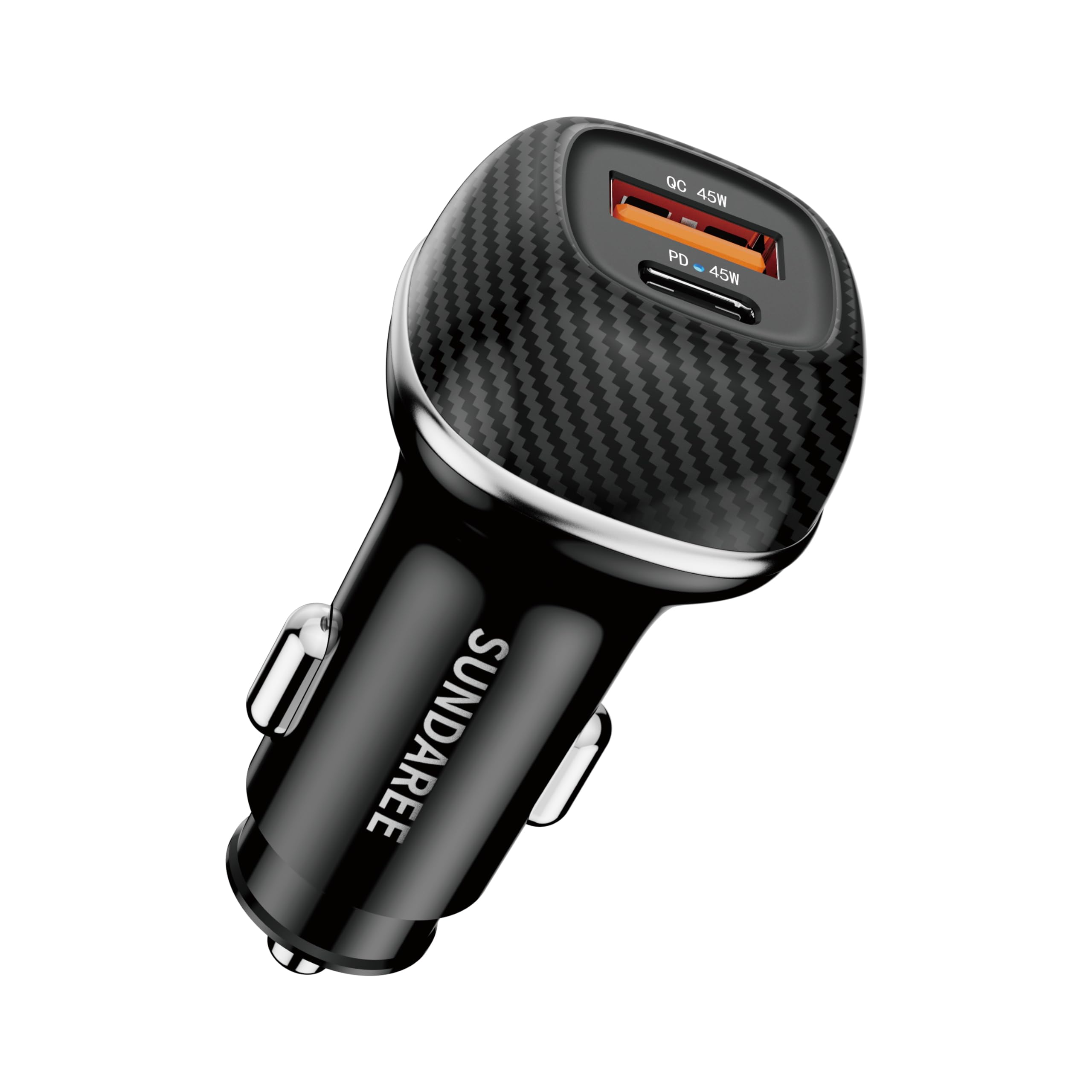 SUNDAREE 90W USB C Car Charger Fast Charging PD45W QC3.0 Dual Port PPS USB Cigarette Lighter Adapter for iPhone 16 15 14 13 Pro Max Plus iPad Samsung Galaxy - Black | Fast Car Charging for Road Trips & Daily Commute