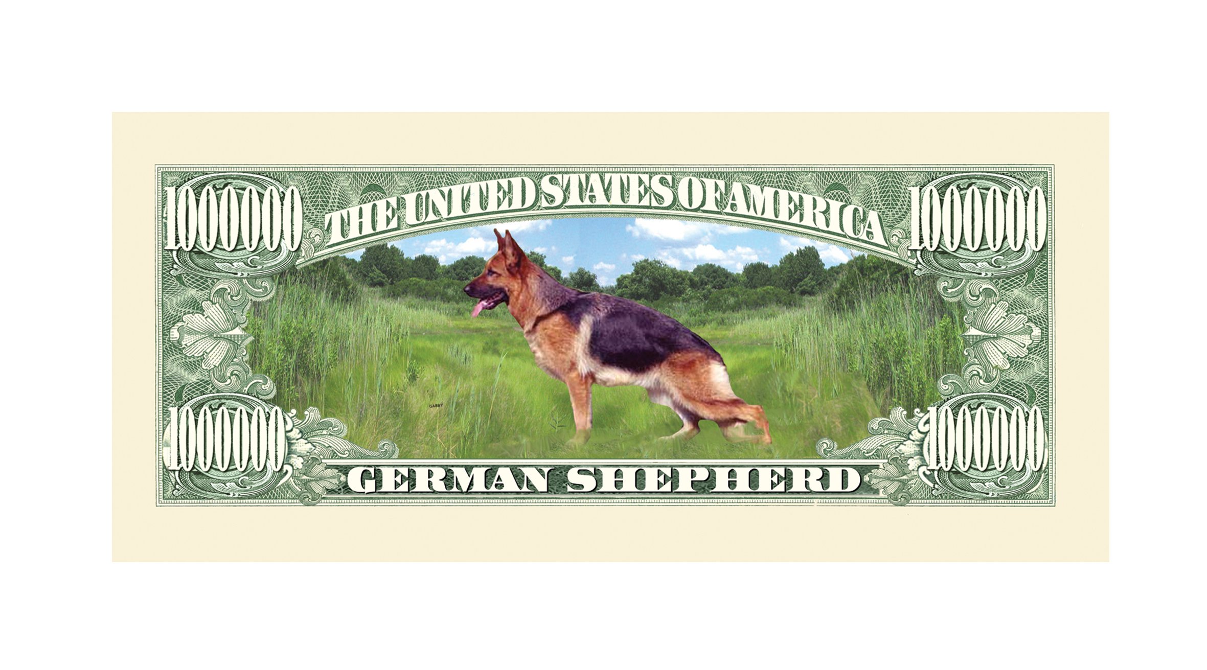 Authentic American Art Classics Set of 5 - German Shepherd Dog & Million Dollar Bill Collectible Art Prints | Perfect for Home Decor, Office Wall Art, and Unique Gift Ideas