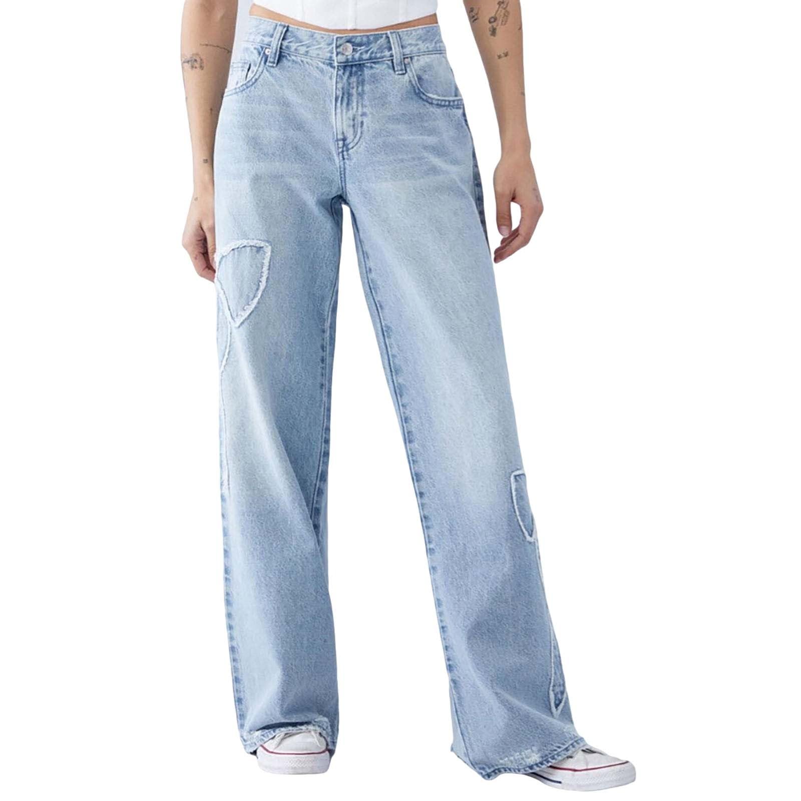 Low Waist Baggy Jeans for Women - Wide Leg Boyfriend Style for Casual Outfits