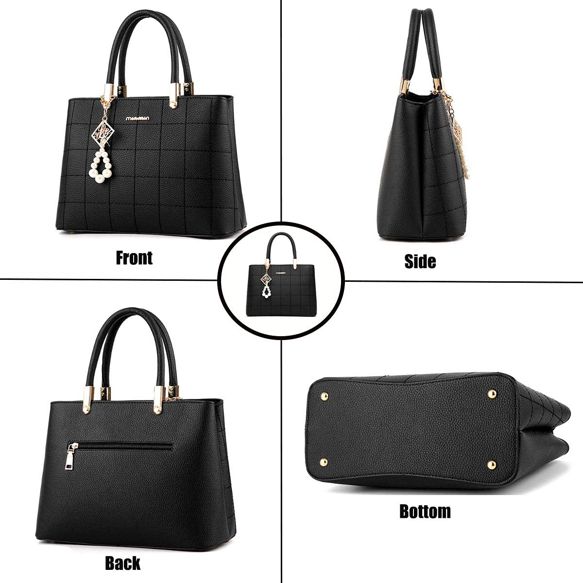 Women's PU Leather Top Handle Satchel - Stylish Shoulder Tote Bag for Work & Travel