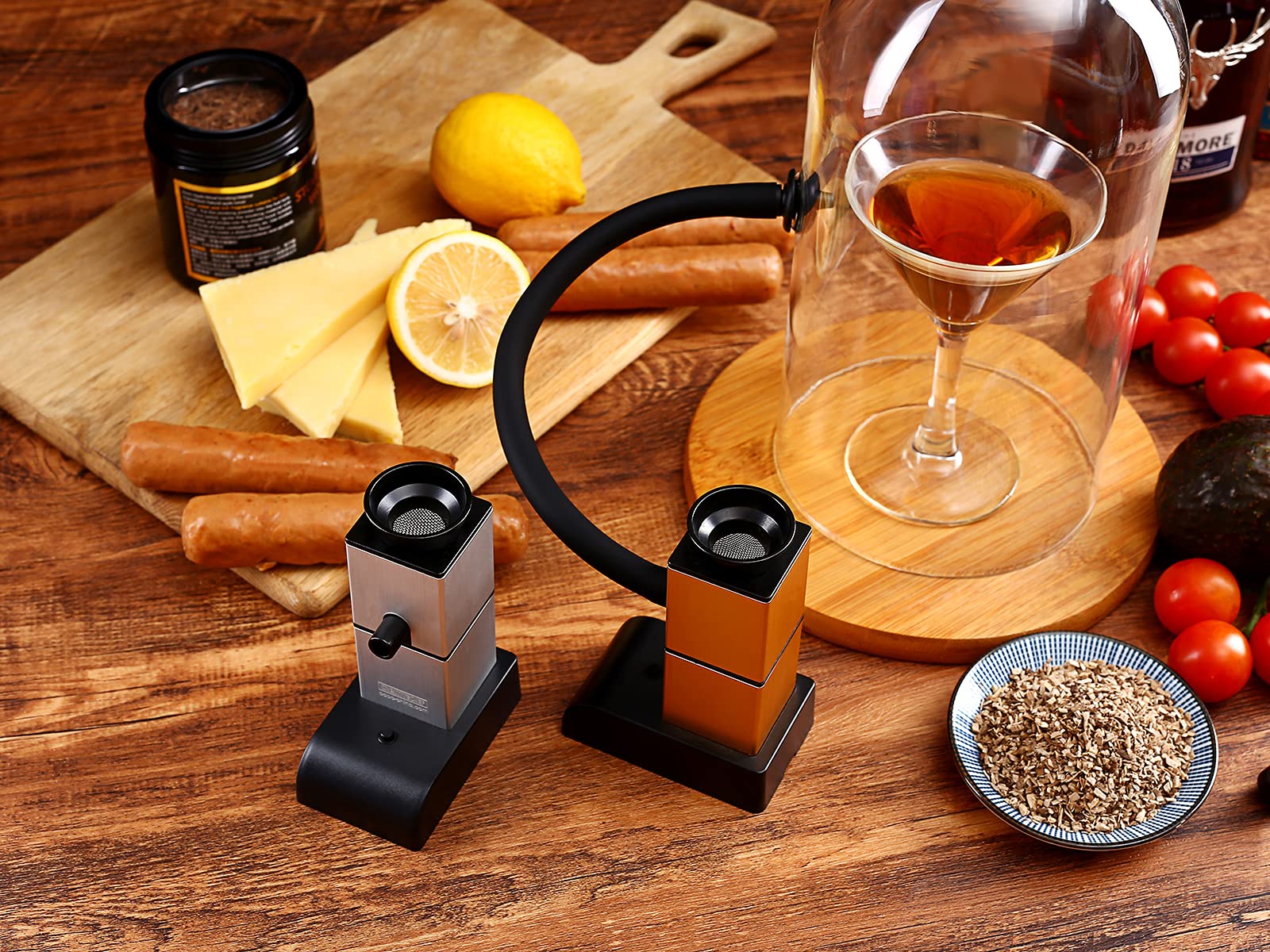 Premium Cold Smoking Gun Kit with Wood Chips & Accessories - Universal Smoker Machine for Cocktails, Drinks, Meats & Food Infusion - Perfect for Home Bars, BBQ Parties & Gourmet Cooking (SG18 Gold)